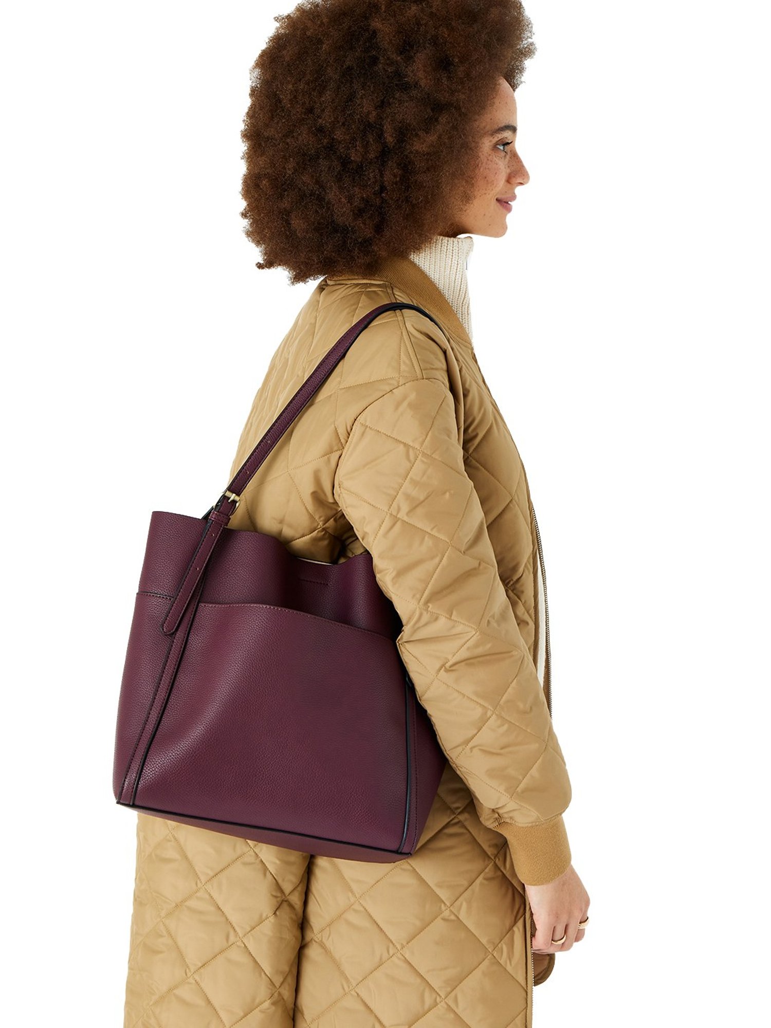 Buy Accessorize London Burgundy Textured Medium Tote Handbag For Women At  Best Price @ Tata CLiQ