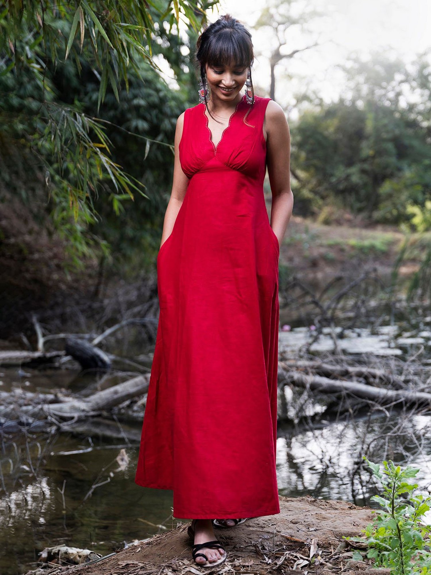 Red a line deals maxi dress