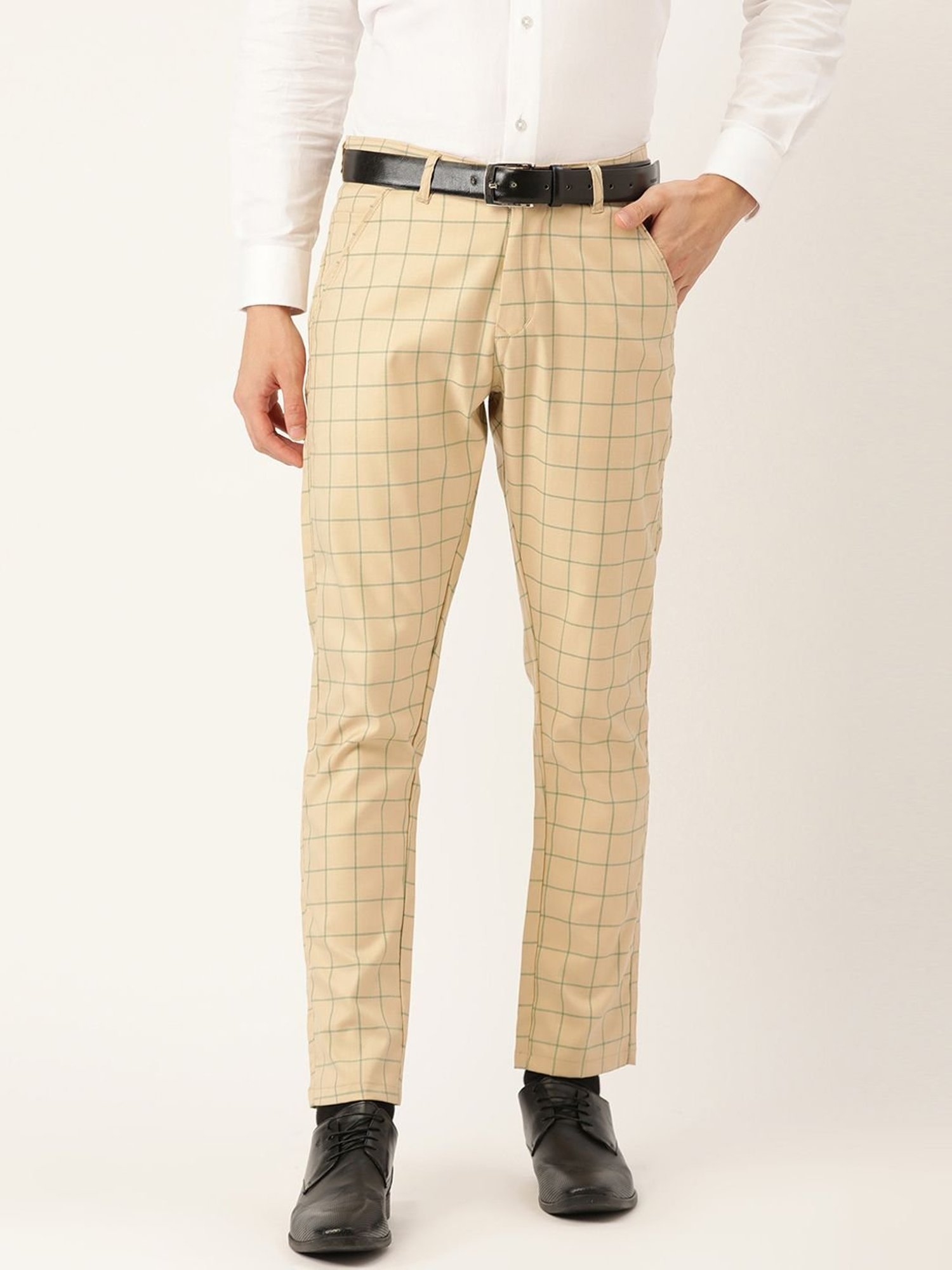 Buy LOUIS PHILIPPE Checks Polyester Viscose Slim Fit Men's Work Wear  Trousers | Shoppers Stop