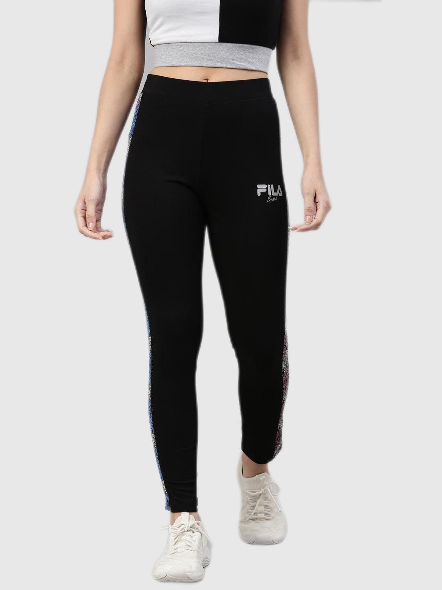 Buy Fila Black Skinny Fit Graphic Printed Trackpants for Women