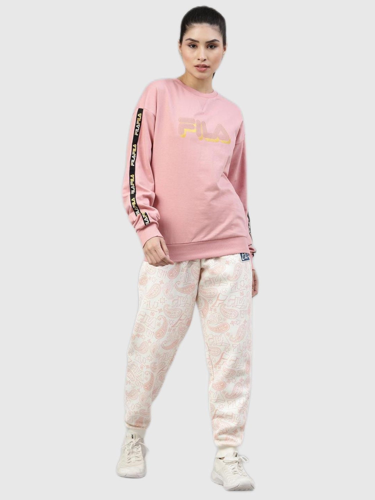 Buy Fila Pink Logo Printed Sweatshirt for Women Online Tata CLiQ