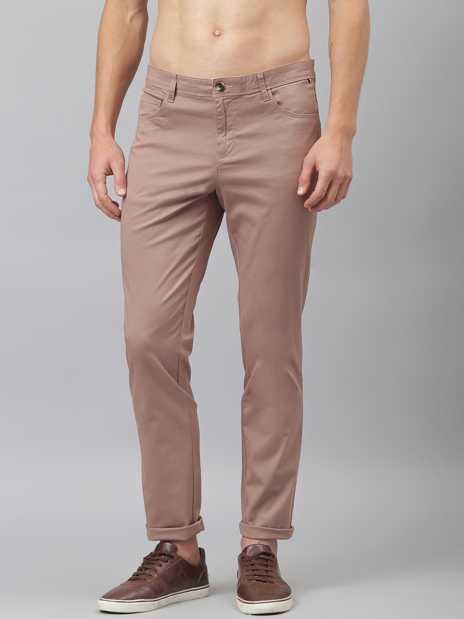 Buy Thomas Scott Pink Slim Fit Flat Front Trousers for Mens Online  Tata  CLiQ