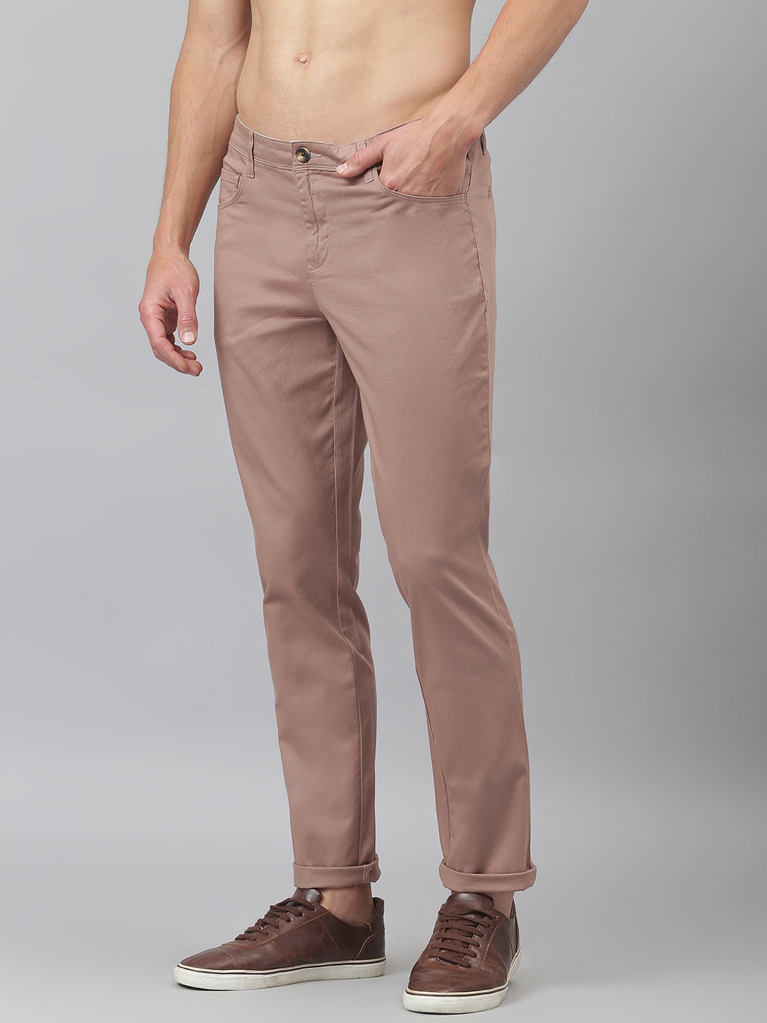 Buy Thomas Scott Pink Slim Fit Flat Front Trousers for Mens Online  Tata  CLiQ