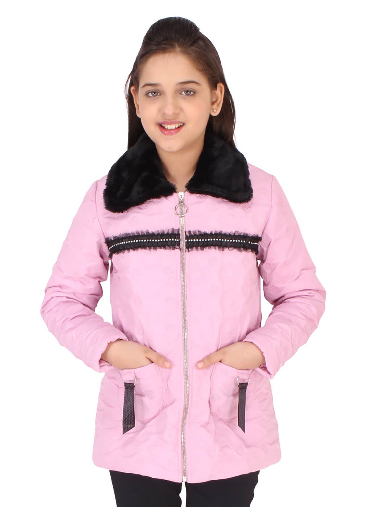 Buy Girls Neon Pink Front Zipper Bomber Jacket Online at Sassafras