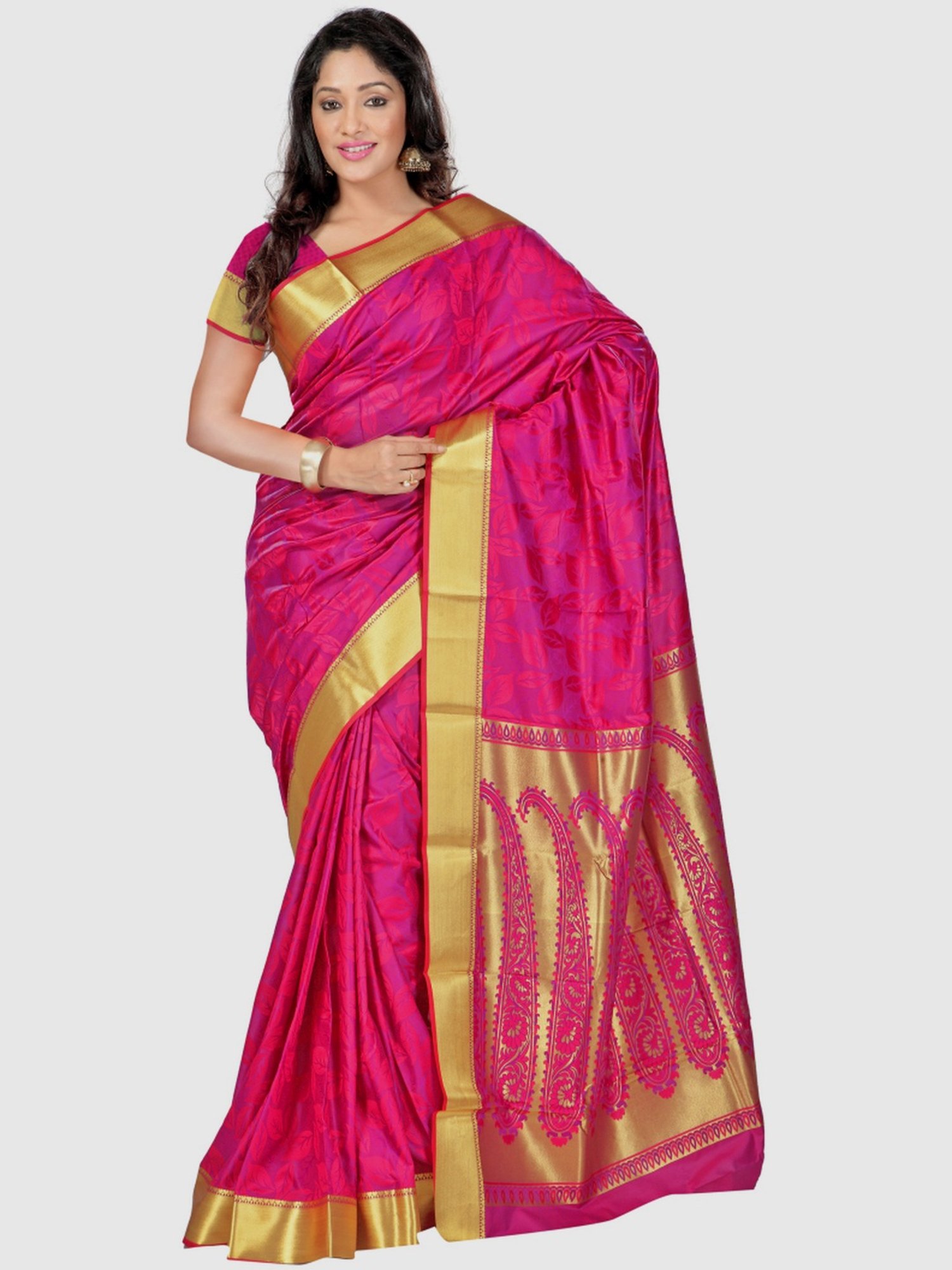 Buy Varkala Silk Palace Women's shubh Vasttram Kanchipuram Banarasi Lichi Silk  Saree With blouse piece (red colour) at Amazon.in