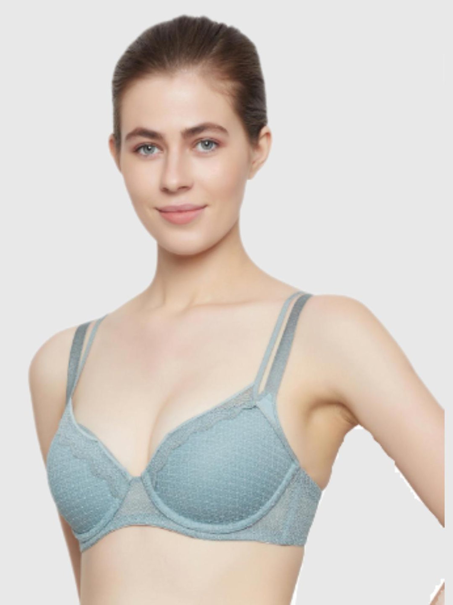 Plain Cotton Blend Women's Full Coverage Lightly Padded Bra at Rs