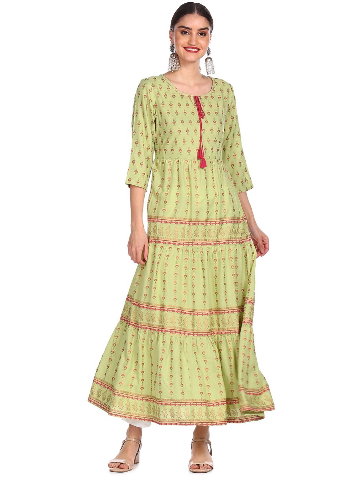 Buy Anahi by Unlimited Cream Printed High Low Kurti for Women Online  Tata  CLiQ