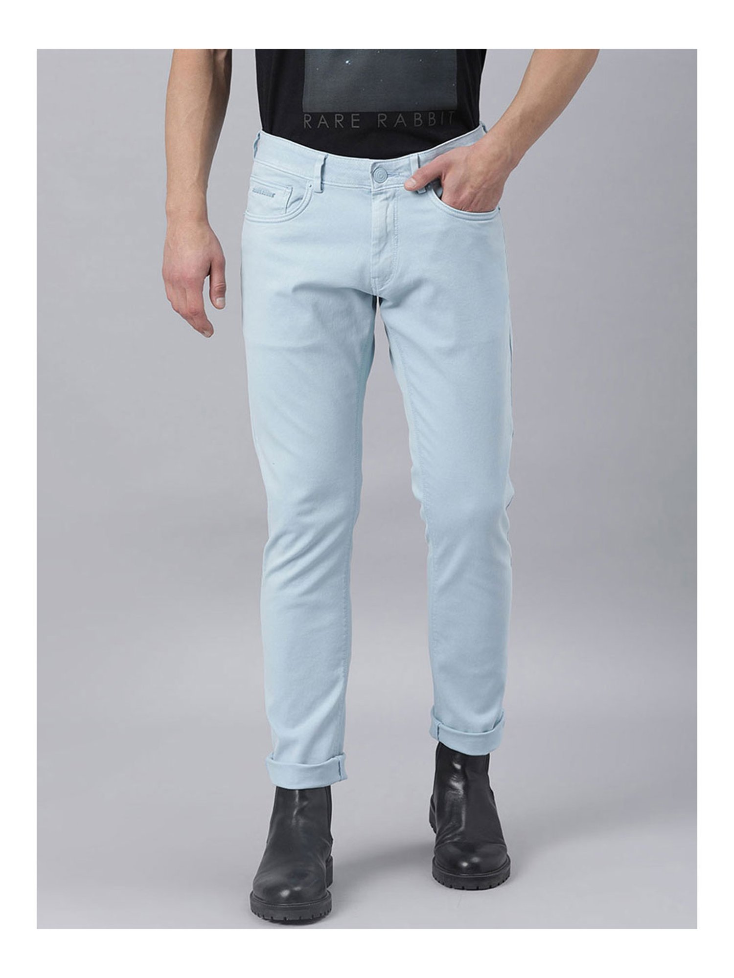 Urbano Fashion Chinos  Buy Urbano Fashion Men Light Blue Cotton Slim Fit  Casual Chinos Trousers Stretch Online  Nykaa Fashion