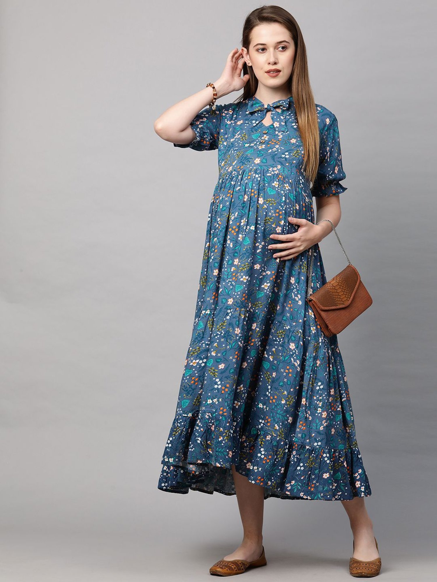 MomToBe Women''s Rayon Baby Blue Maternity/Feeding/Nursing Maternity Dress  at Rs 999/piece, Maternity Gowns & Dresses in Mumbai