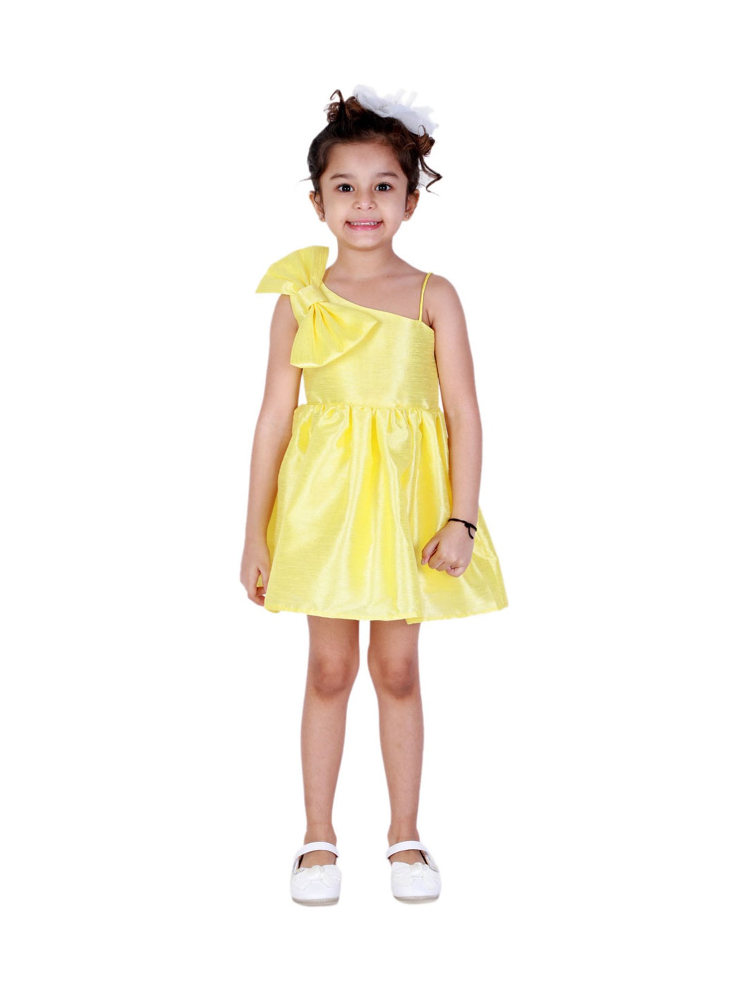 Mango Yellow Kids Silk Cotton Gown – Palam Silks