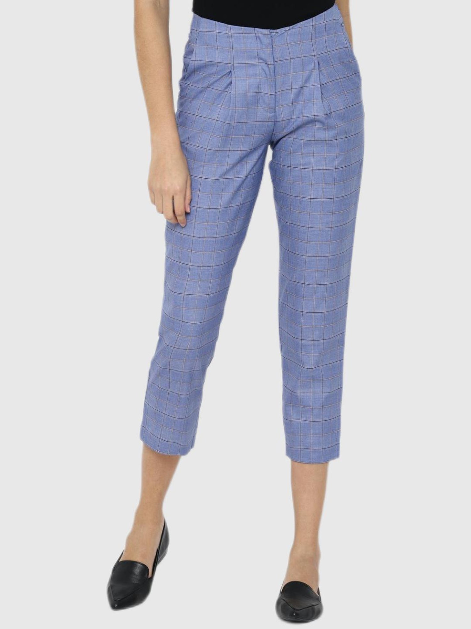 Buy Solly by Allen Solly Black Striped Trousers for Women Online @ Tata CLiQ