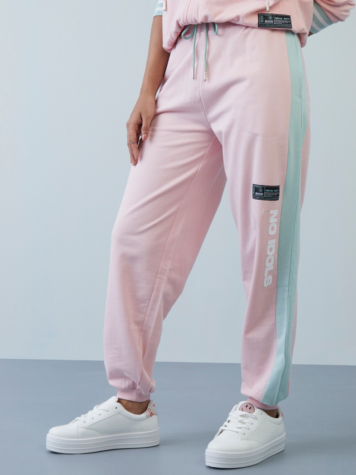 Studiofit by Westside Pink TextPatterned JoggersStudiofit Women