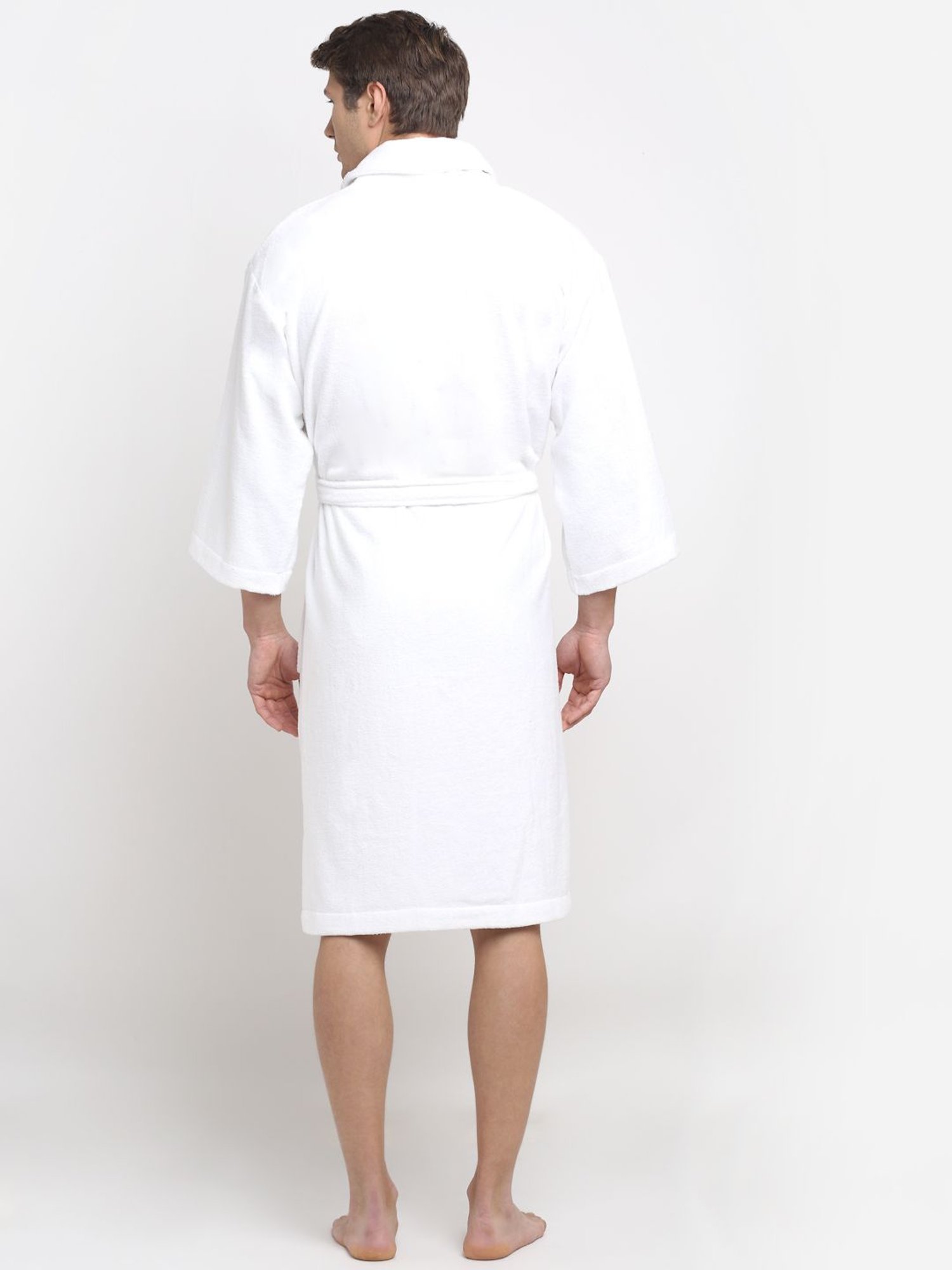 Unlined Loro Piana Seersucker Dressing Gown - Sea/White | Viola Milano