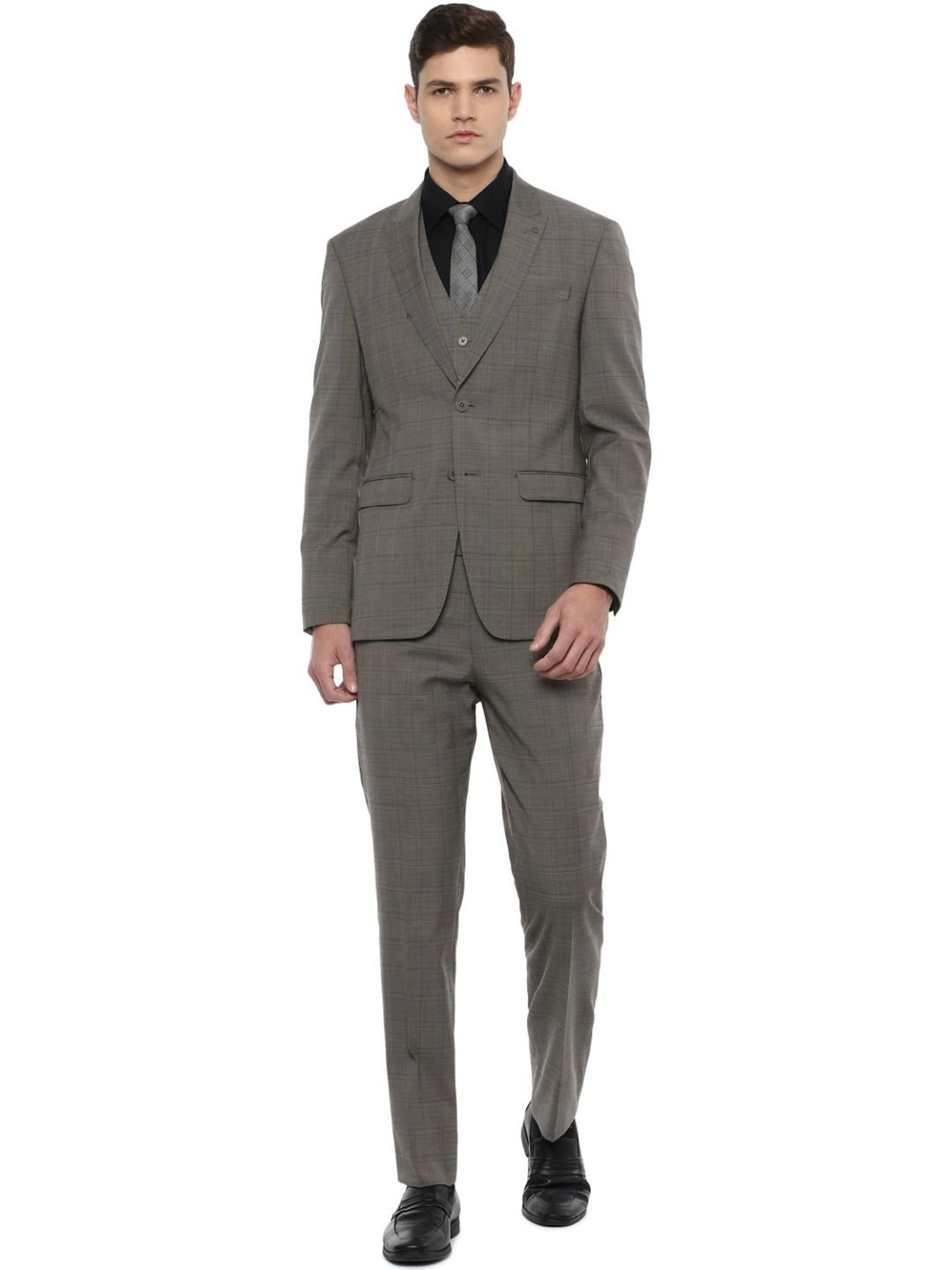 Buy Louis Philippe Grey Slim Fit Checks Three Piece Suit for Mens Online @  Tata CLiQ