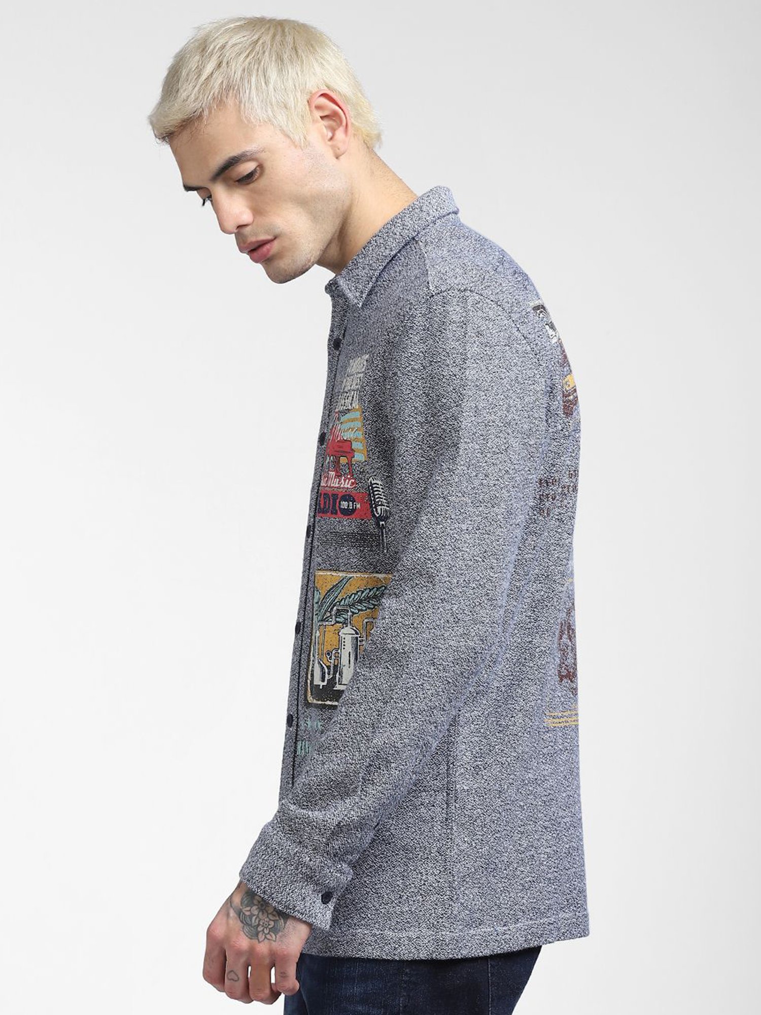 Buy Jack & Jones Vintage Indigo Cotton Regular Fit Graphic Shirts