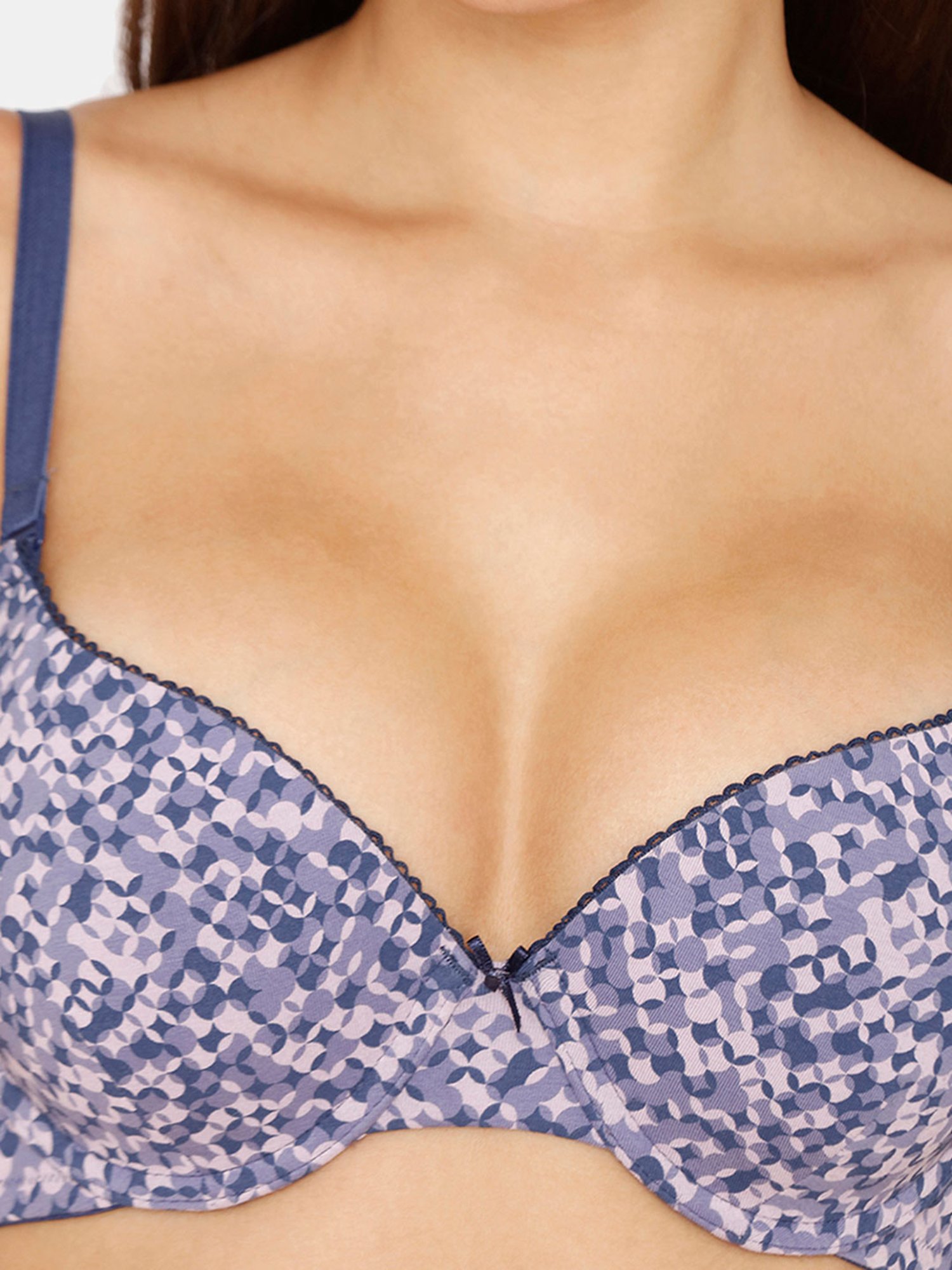 Buy Zivame Blue Under-wired Padded Push-Up Bra for Women Online