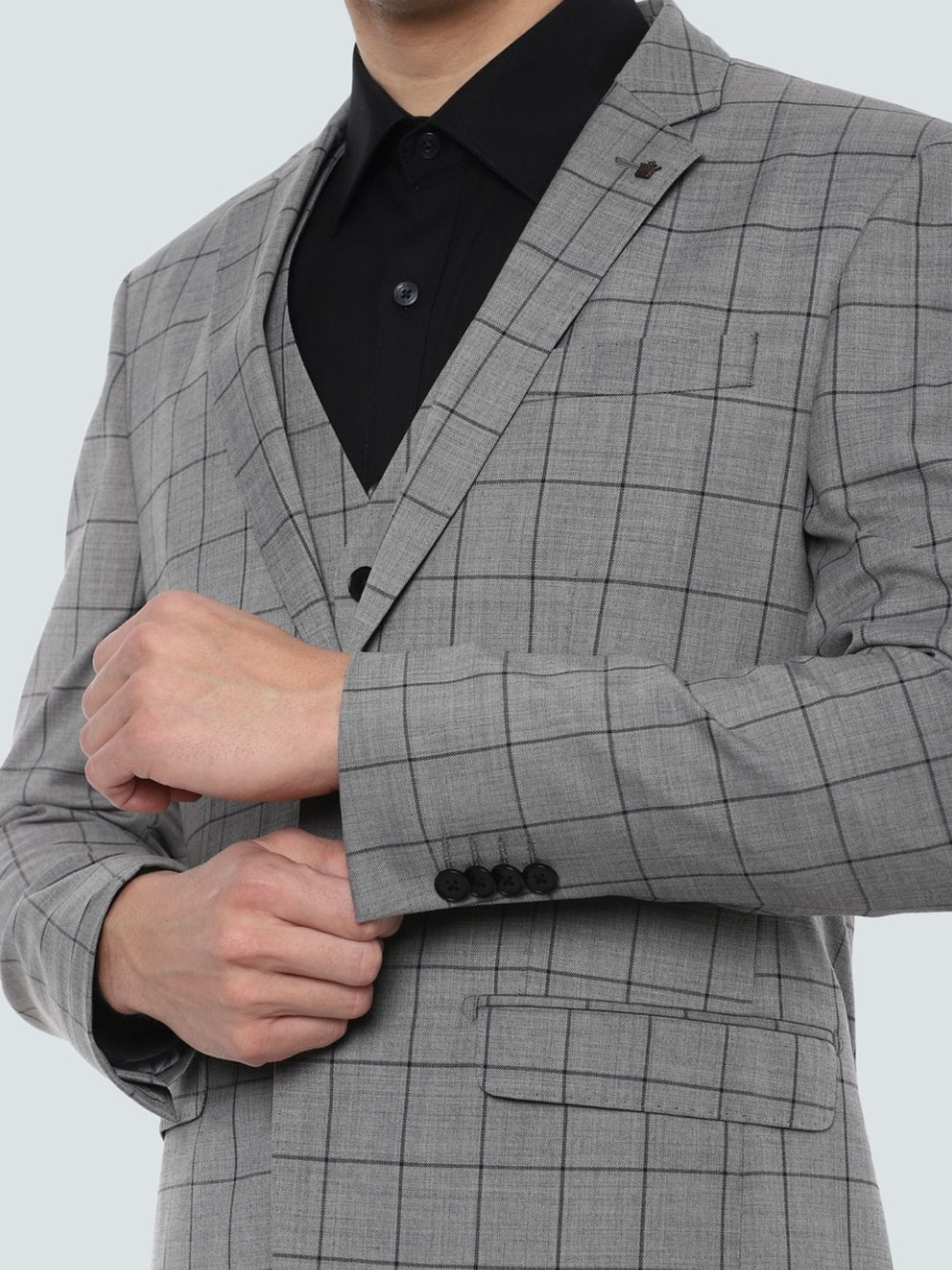 Buy Louis Philippe Grey Slim Fit Checks Three Piece Suit for Mens Online @  Tata CLiQ