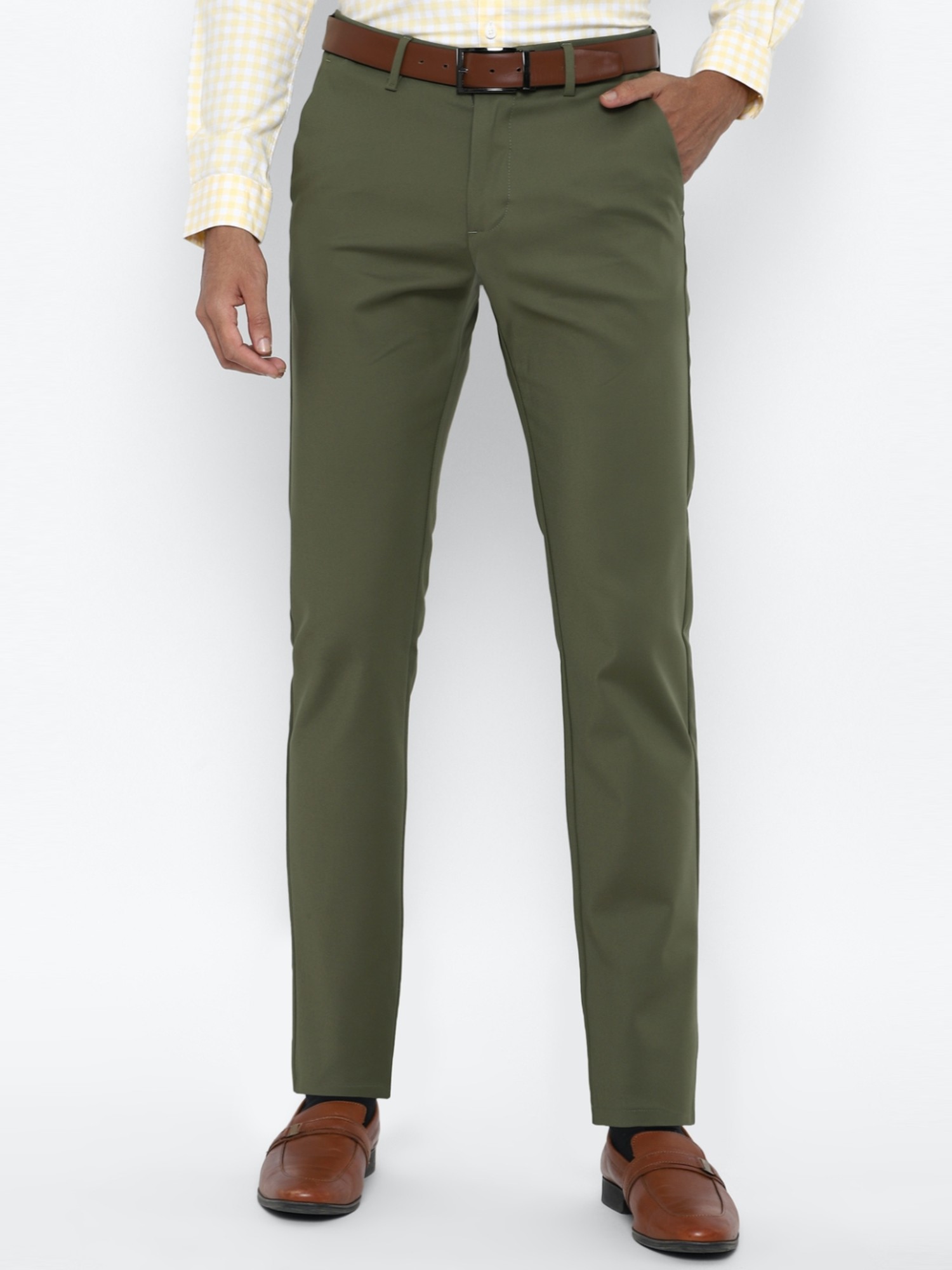 Buy ALLEN SOLLY Green Cotton Blend Super Slim Fit Mens Trousers  Shoppers  Stop