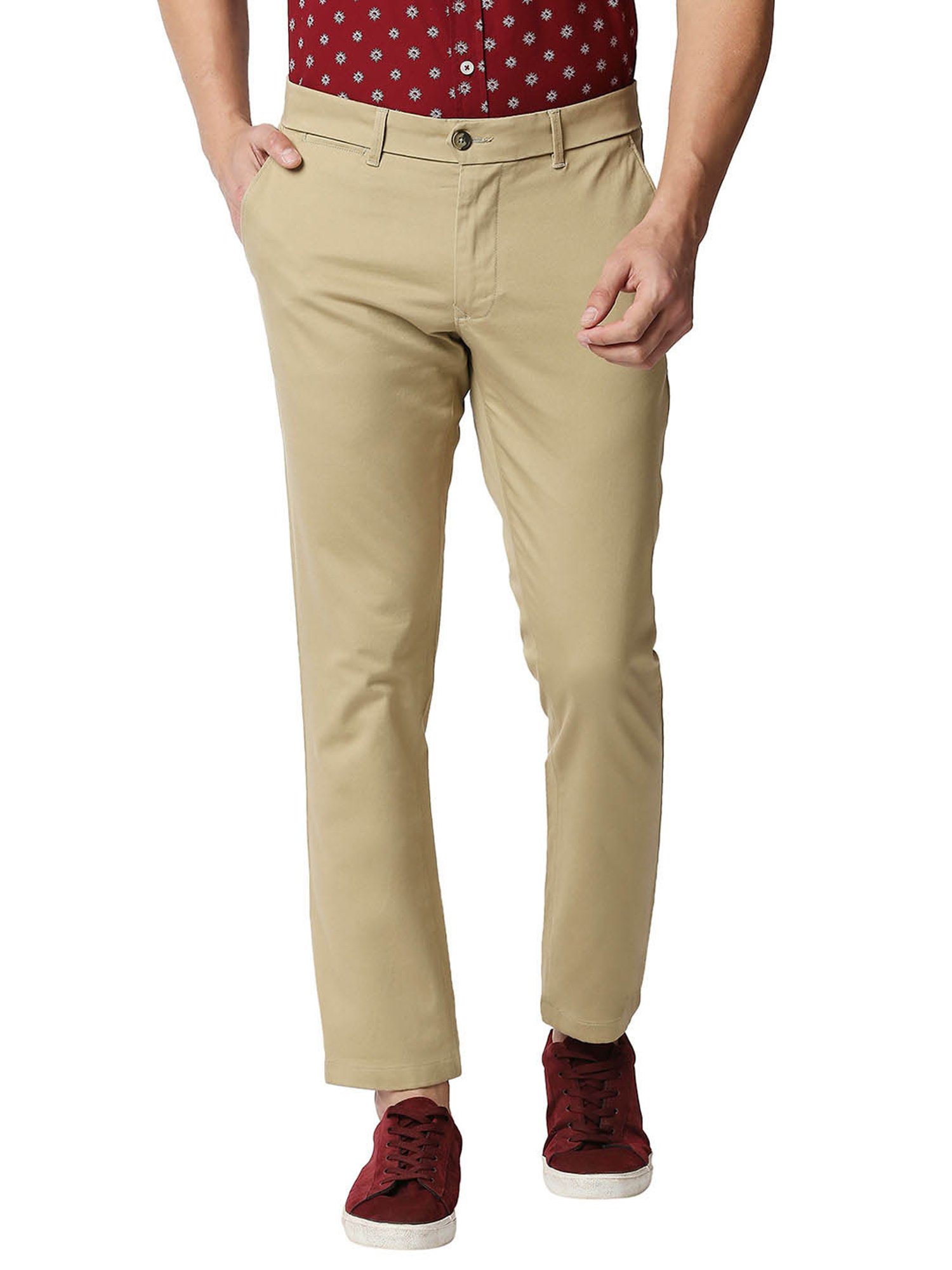 Buy Basics Ecru Tapered Fit Trousers for Men Online  Tata CLiQ