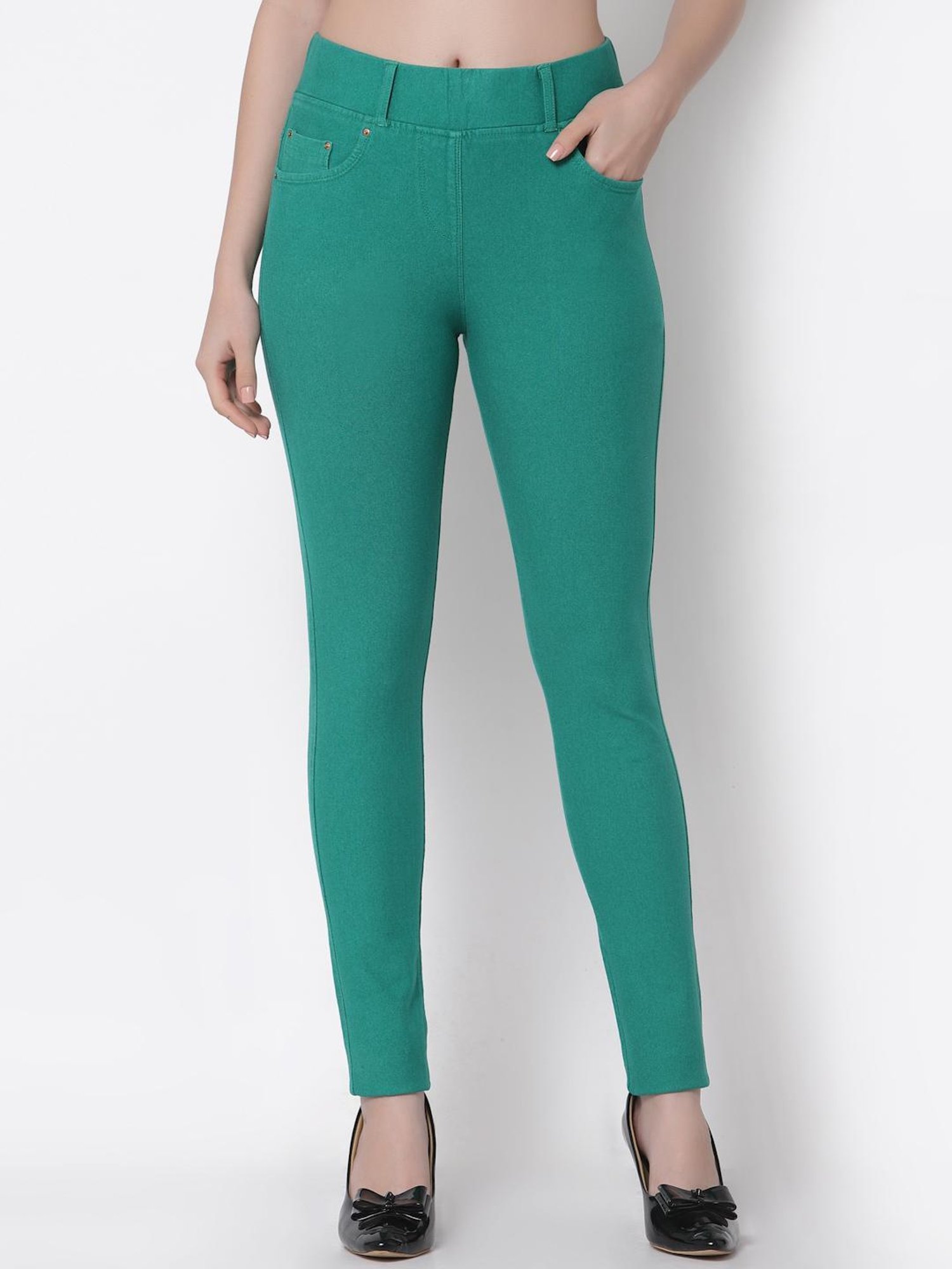 Buy Westwood Green Skinny Fit Jeggings for Women Online @ Tata CLiQ