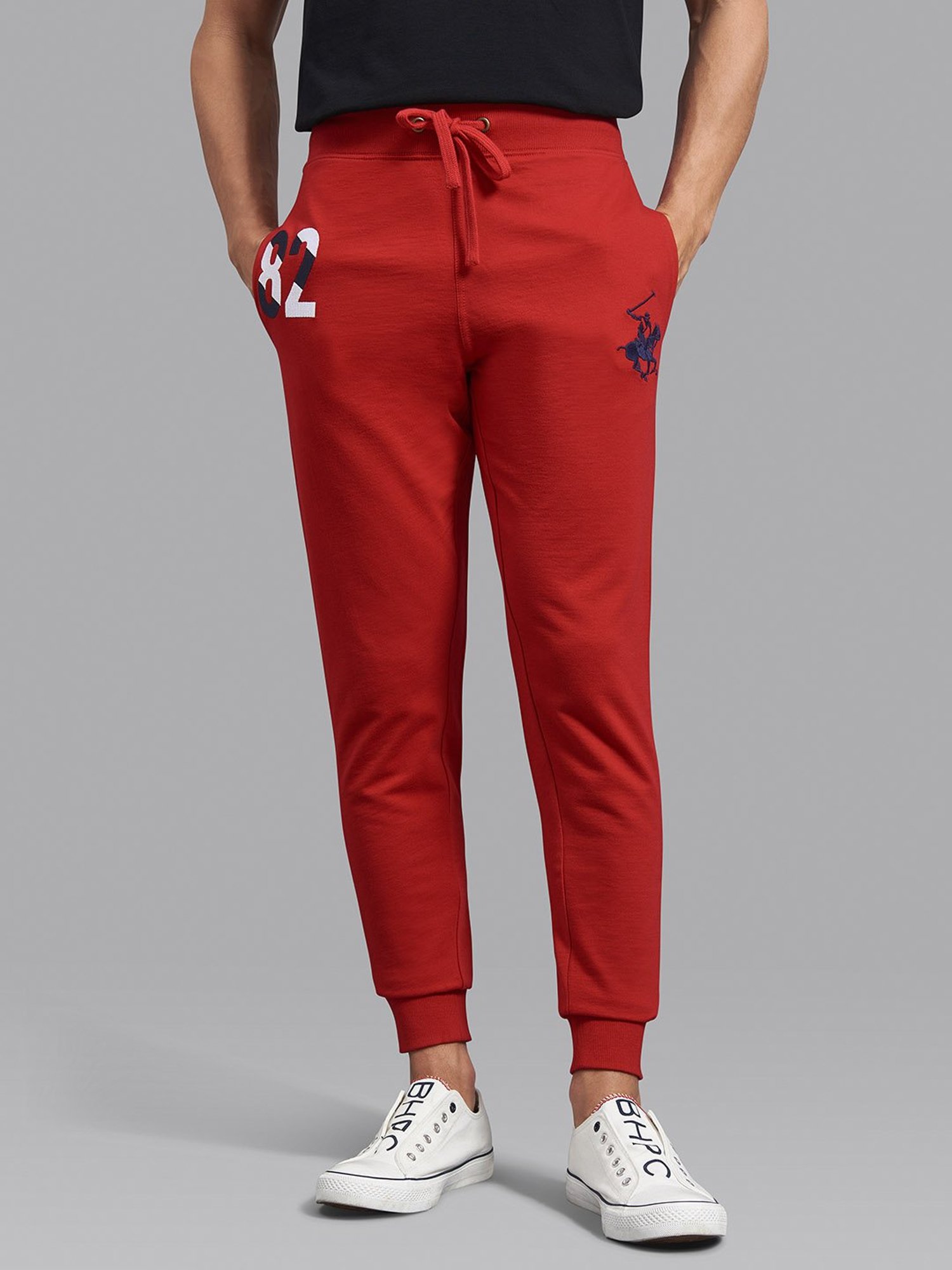 Red polo 2024 jogging pants