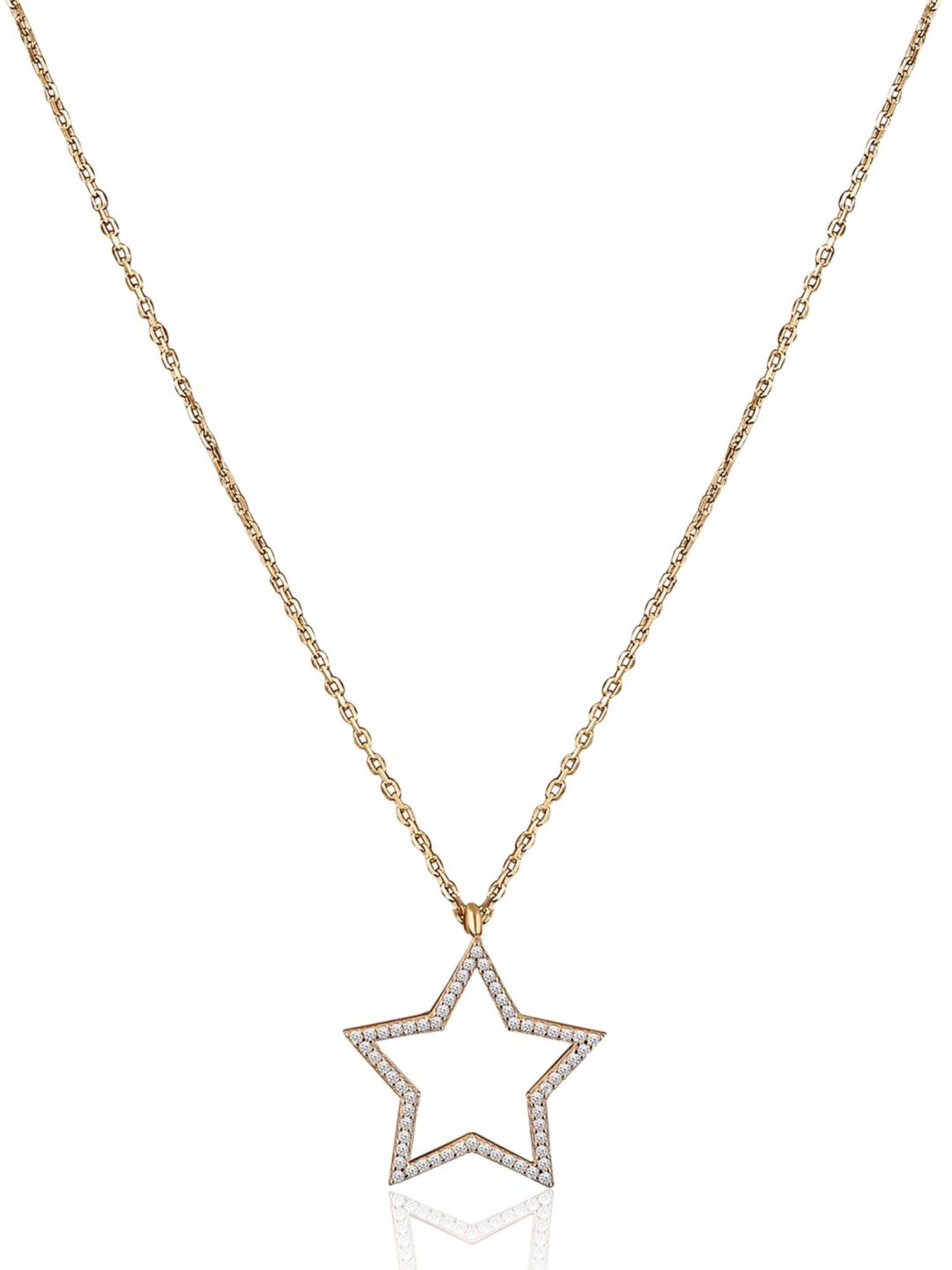 Diamond Shooting Star Necklace Sterling Silver 17