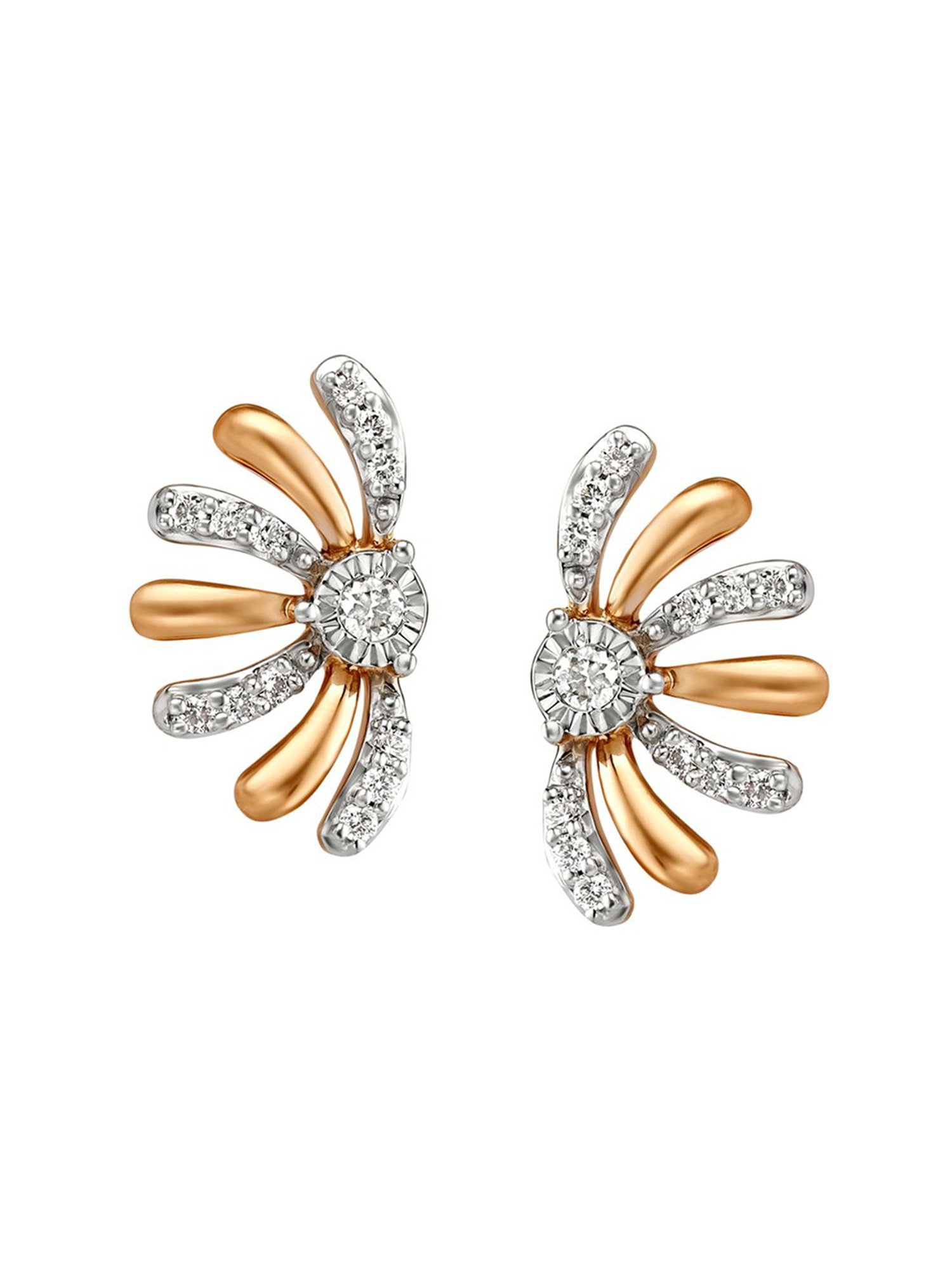 Elegant 22 Karat Gold And Pearl Floral Stud Earrings