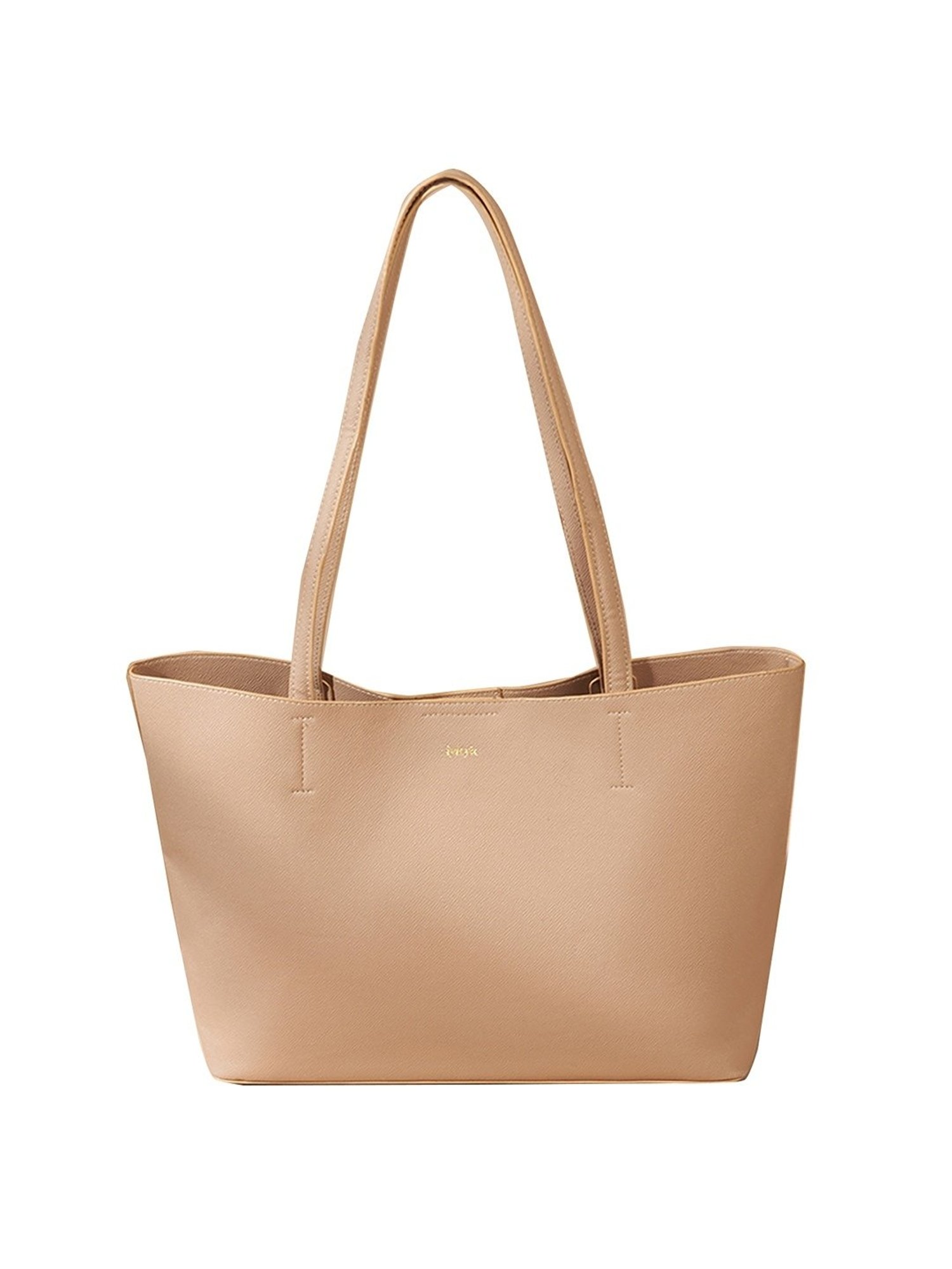 Buy IYKYK Beige Solid Medium Tote Handbag Online At Best Price @ Tata CLiQ