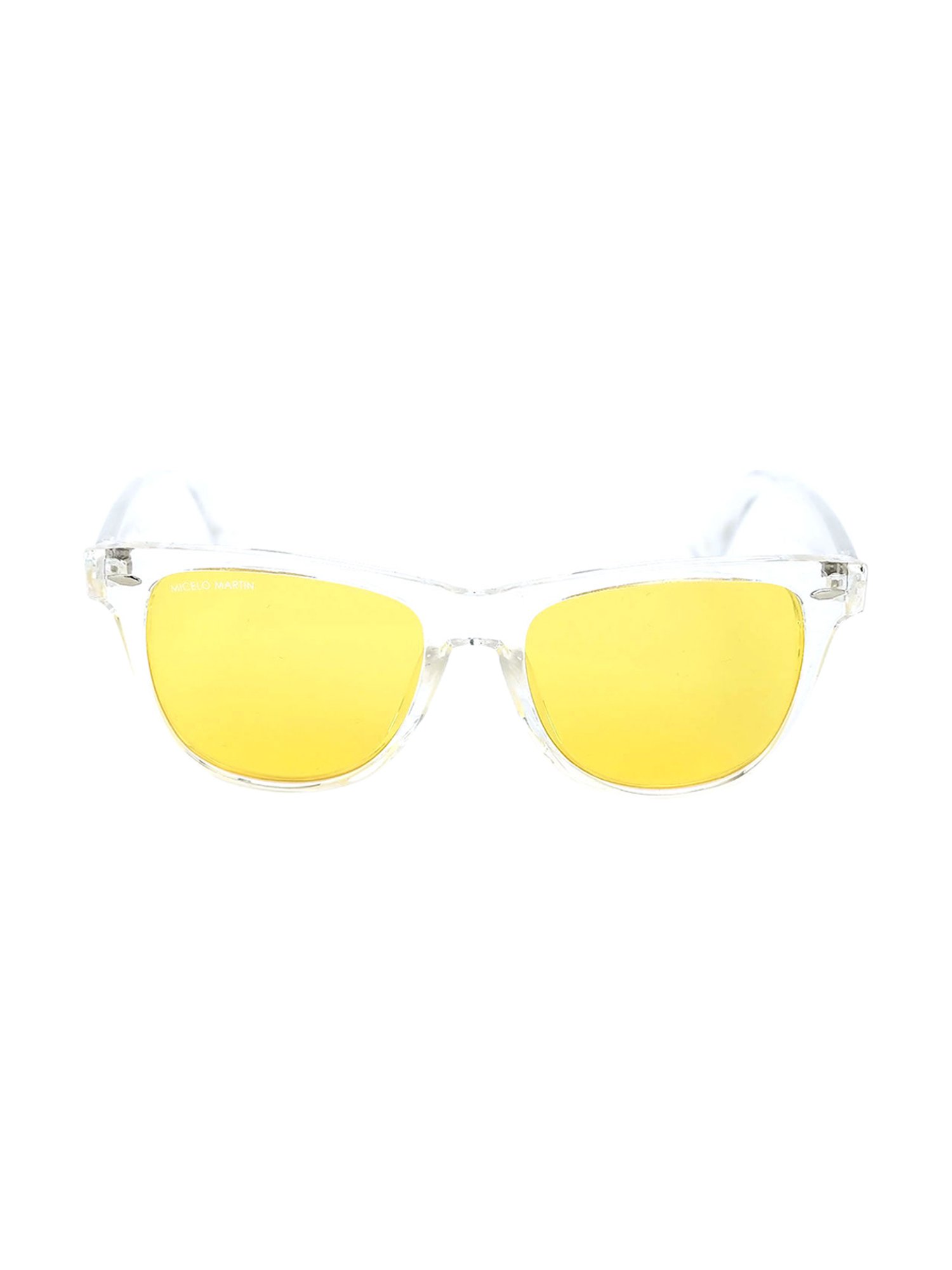 Dervin Men's Boy's Square Sunglasses (Golden Frame, Yellow Lens)(Medium)