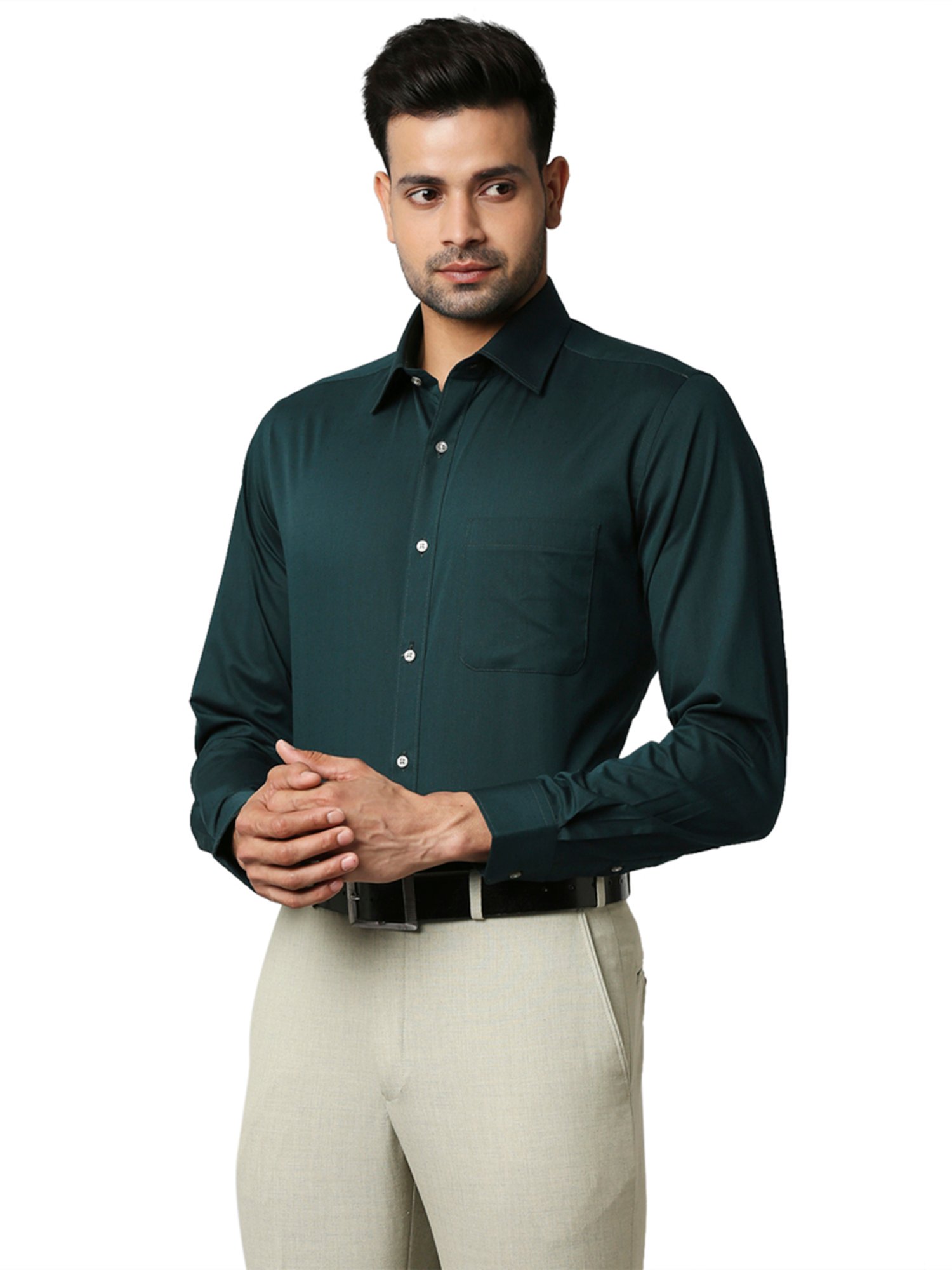 Buy Raymond Dark Green Slim Fit Self Design Shirt for Men's Online @ Tata  CLiQ