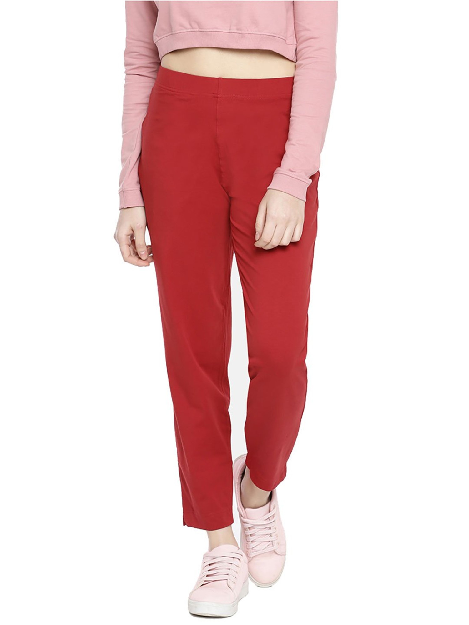 Buy Dollar Missy Women Pack of 2 Straight Fit Solid Cigarette Trousers P  Red and White Online at Best Prices in India  JioMart