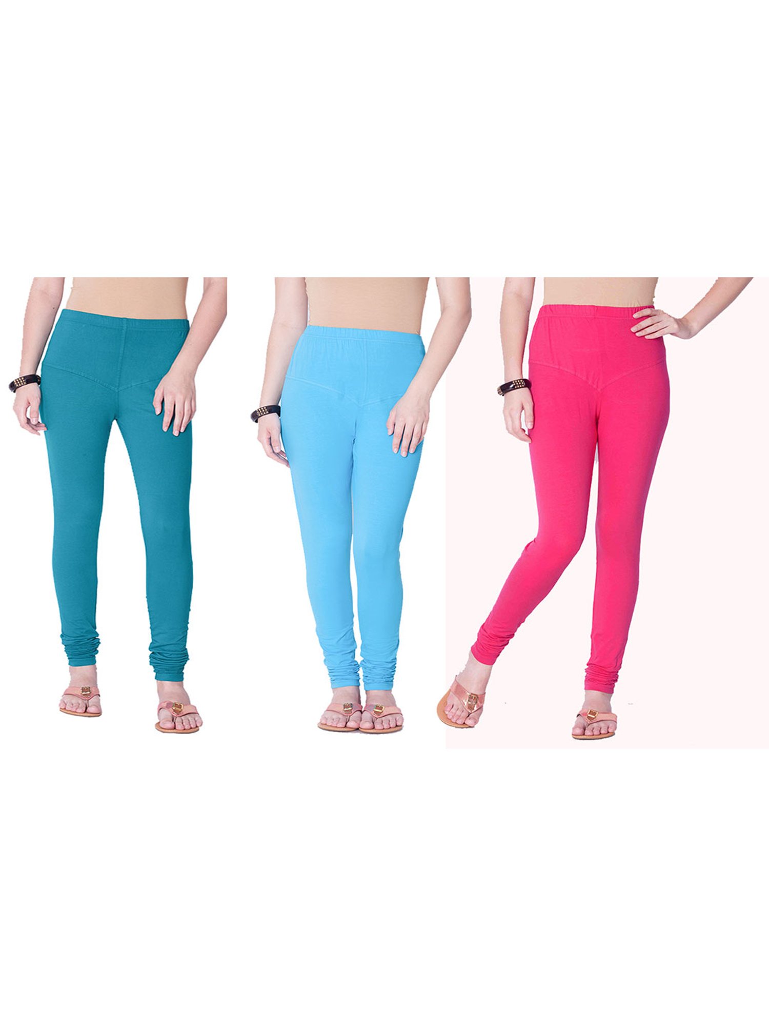 Buy Dollar Missy Multicolor Cotton Leggings ( Pack of 3) for Women Online @ Tata  CLiQ