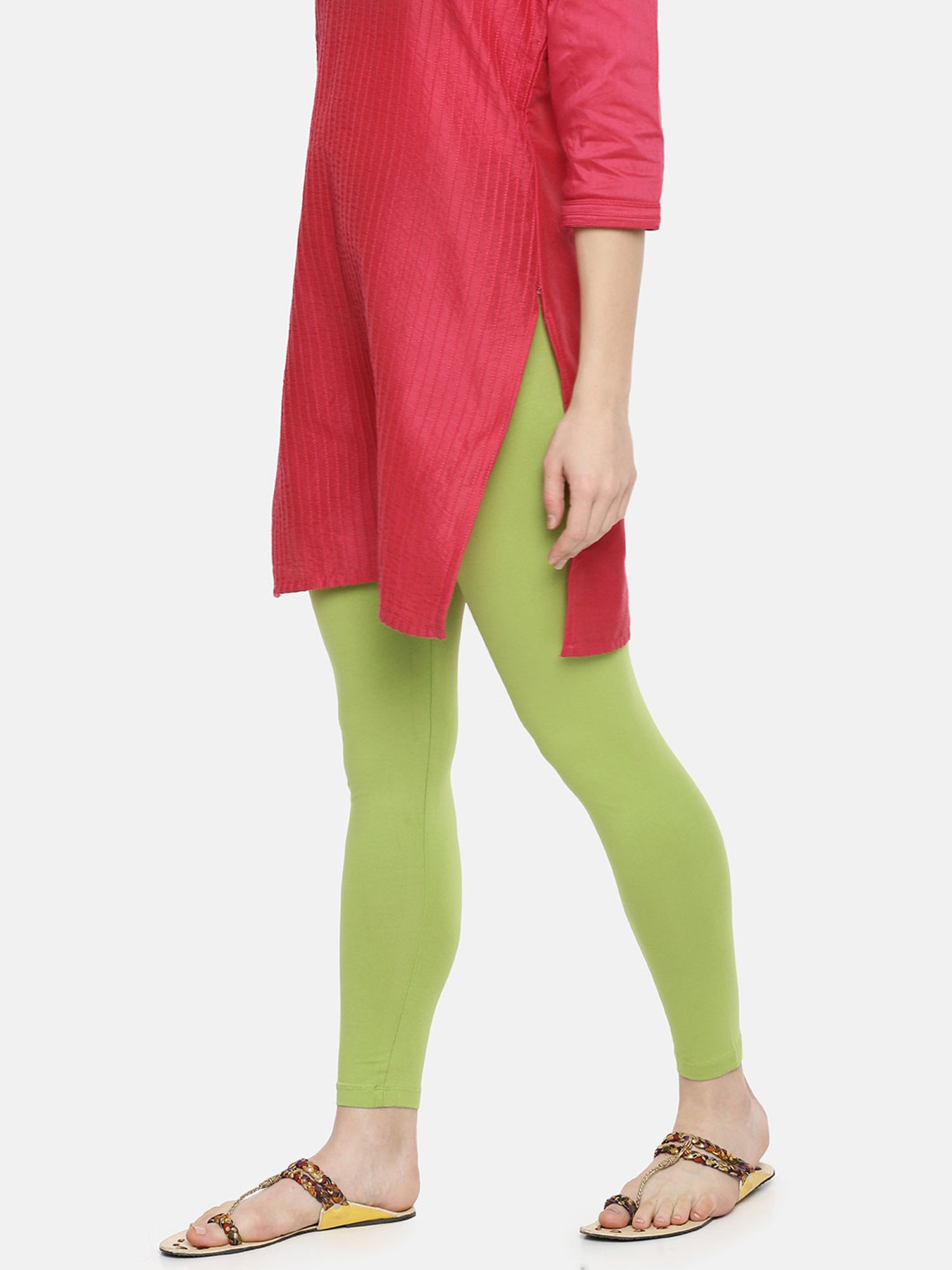Dollar Women's Missy Pack of 1 Cotton Slim Fit Brick Color Ankle Length  Leggings