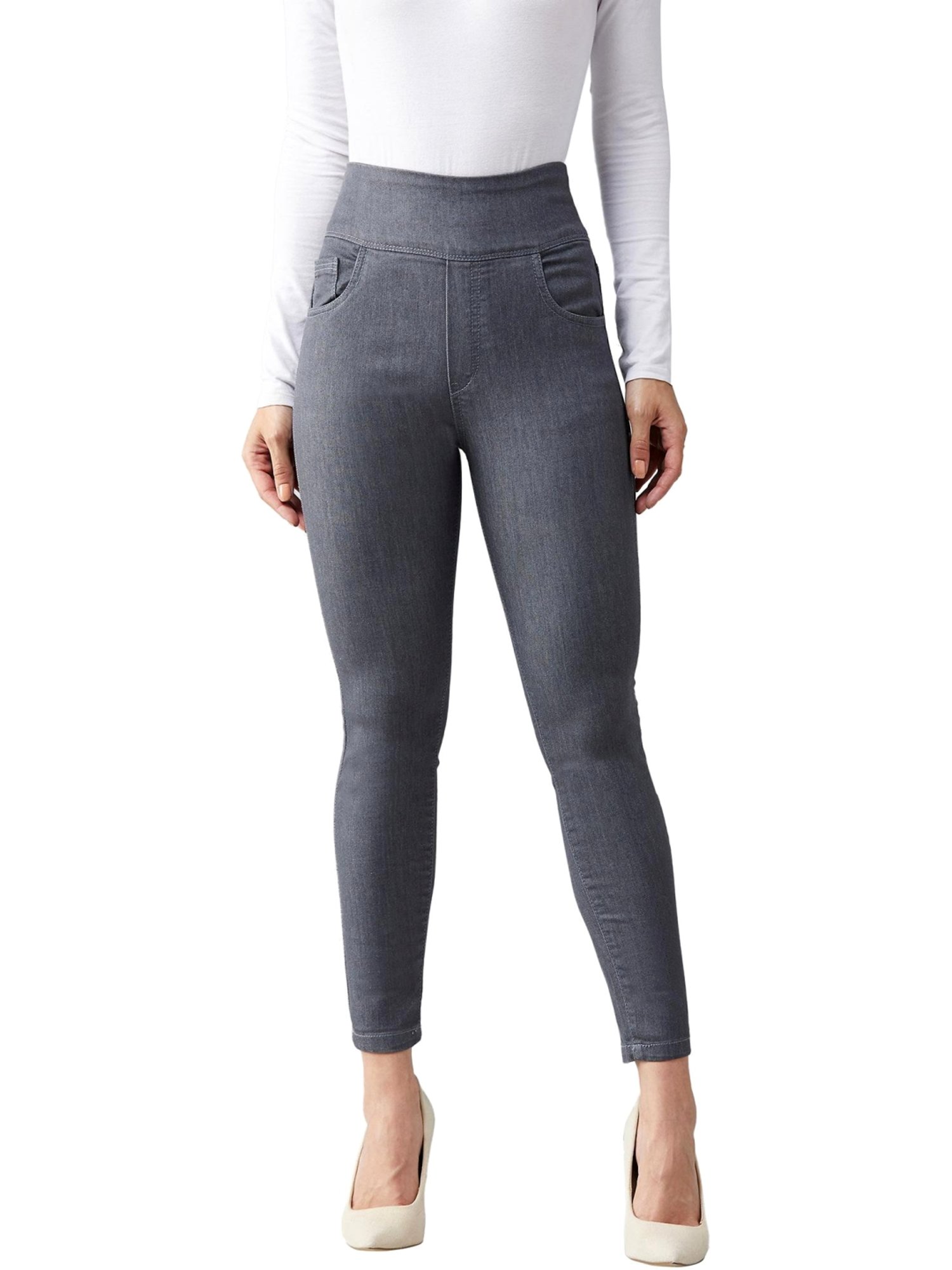 Buy DOLCE CRUDO Grey Skinny Fit Jeggings for Women Online @ Tata CLiQ