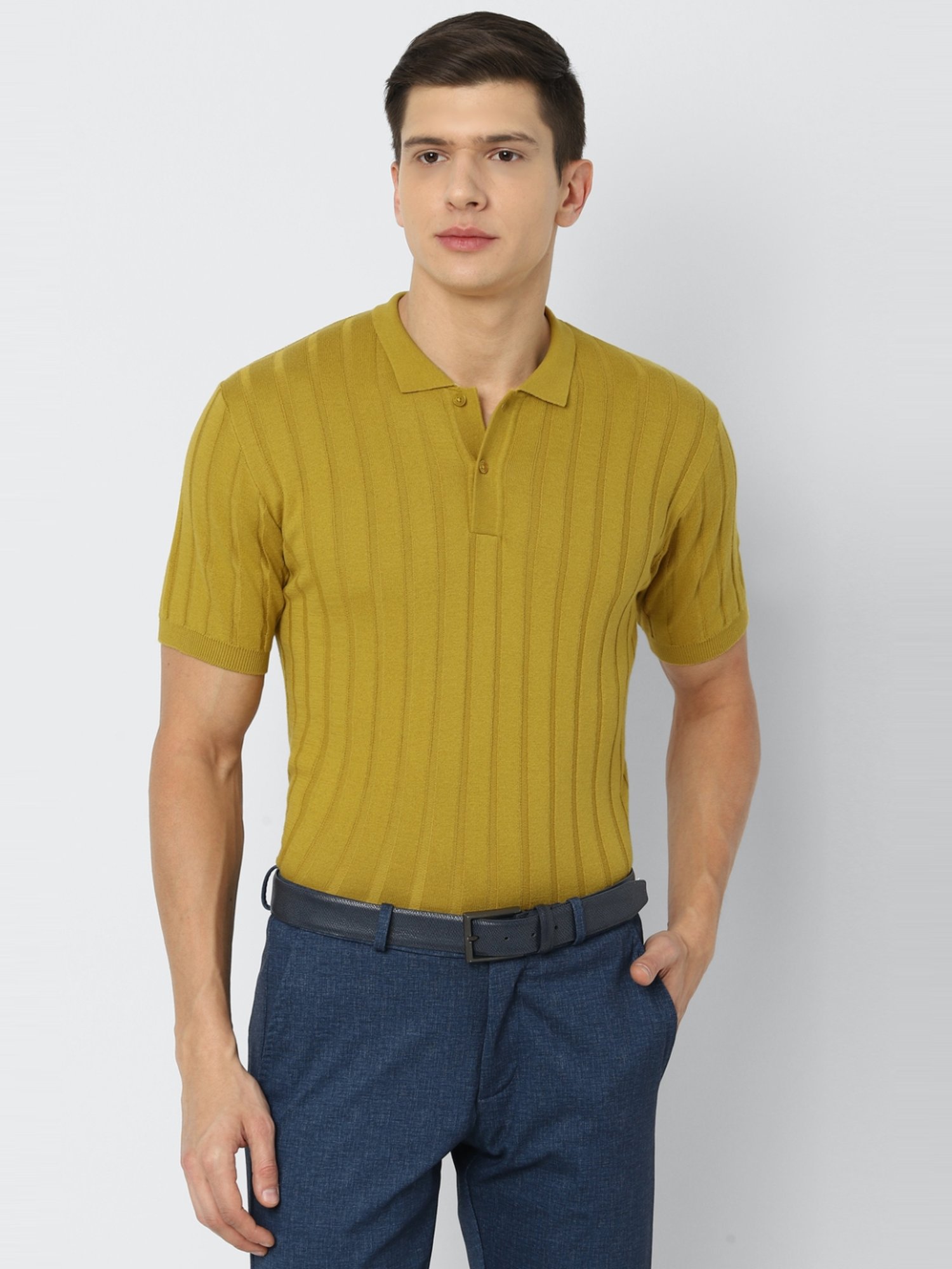 Buy Louis Philippe Mustard Polo T-Shirt for Men's Online @ Tata CLiQ