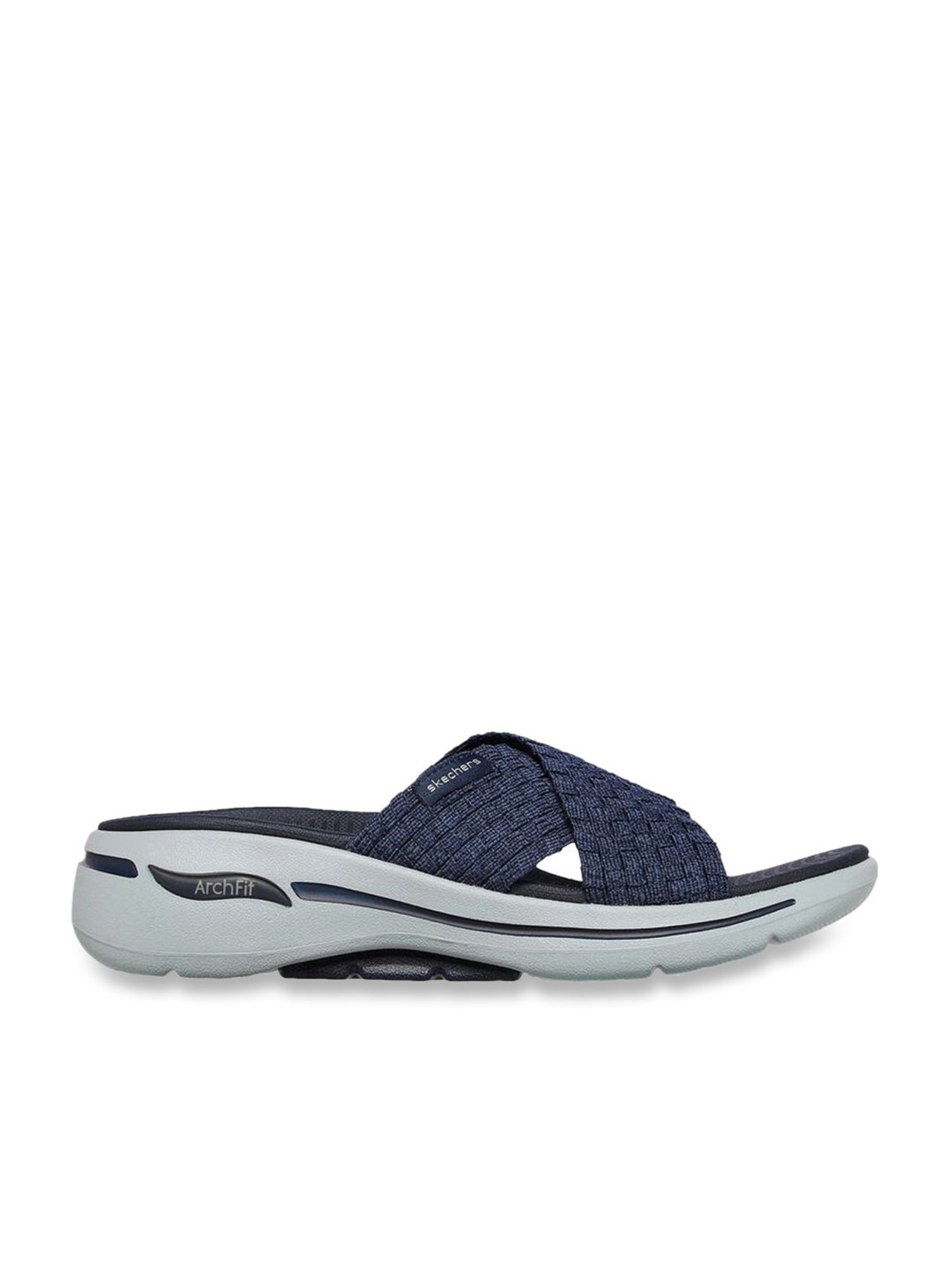 Buy Skechers Women s GO WALK ARCH FIT Navy Cross Strap Wedges for