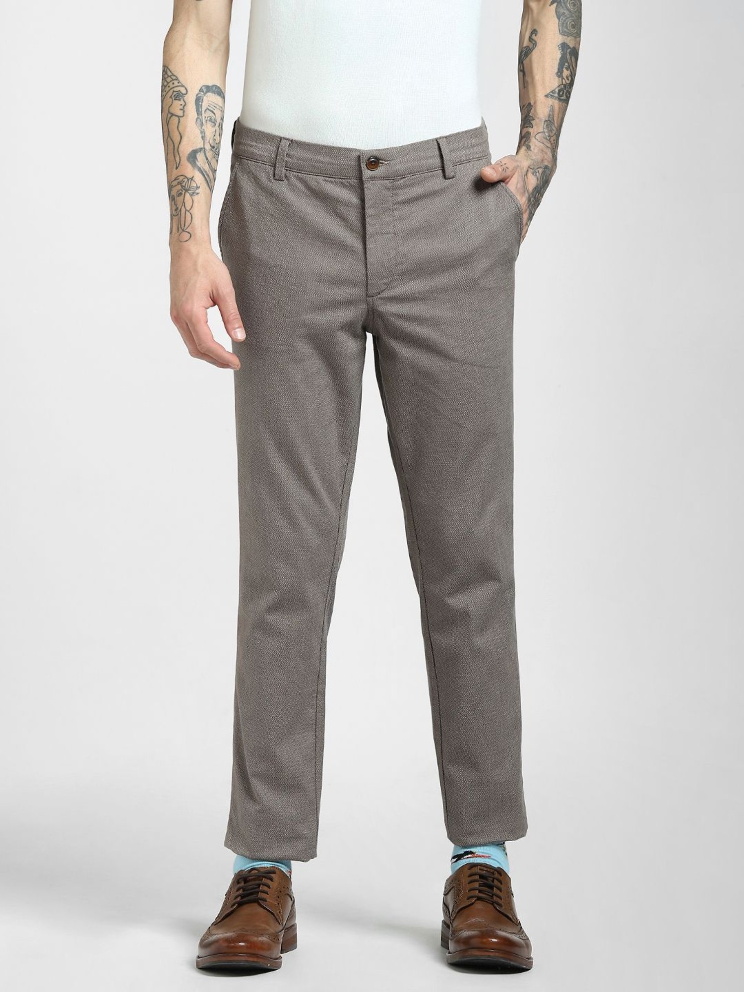 Buy Jack  Jones Mens Slim Casual Pants 296283302Light Grey  MelangeLight at Amazonin
