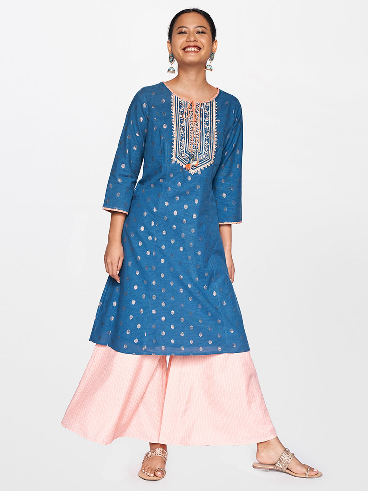 global desi teal kurta