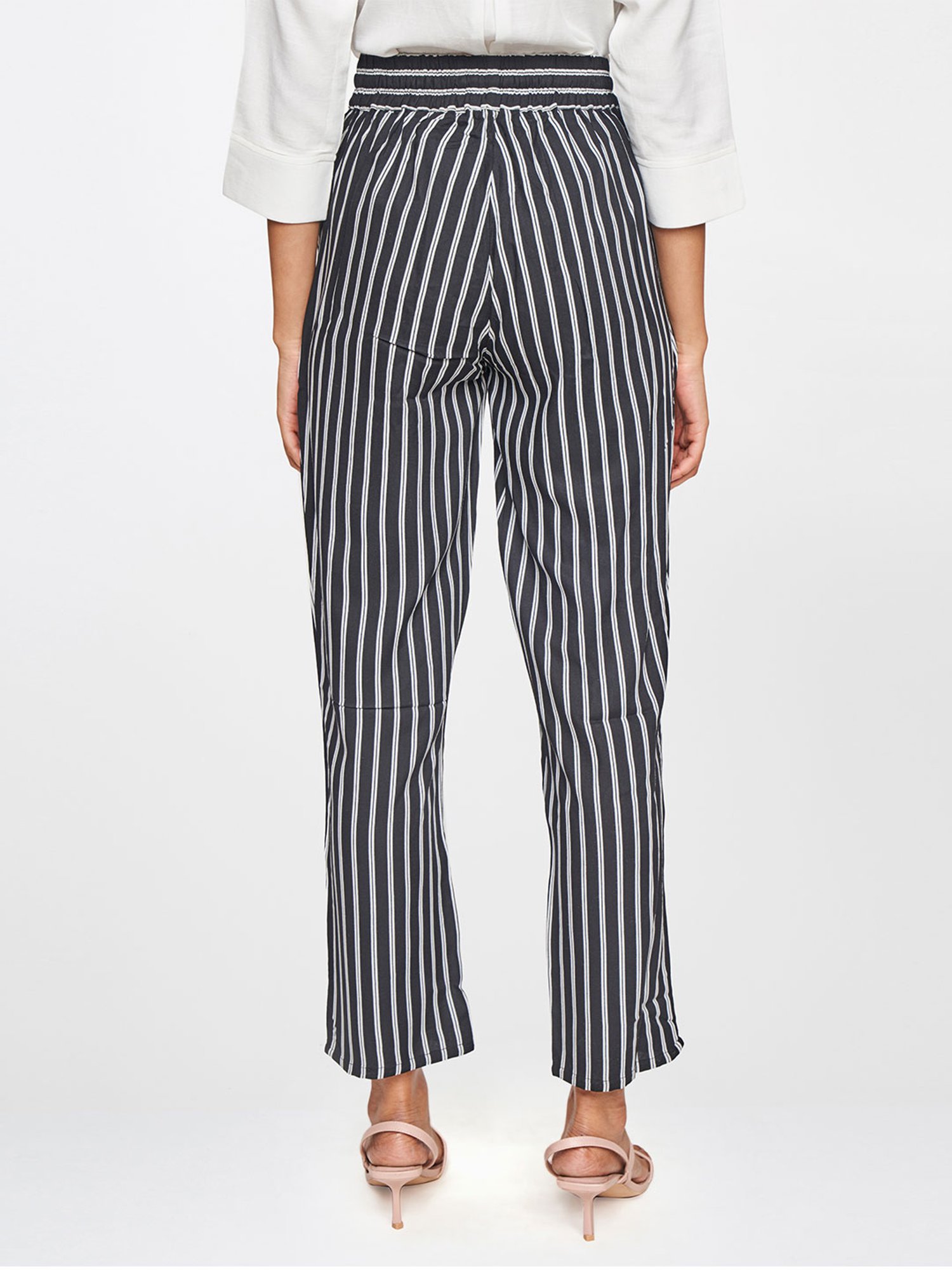 Brizo black and ivory varied striped wide leg palazzo trouser – DEVINTO