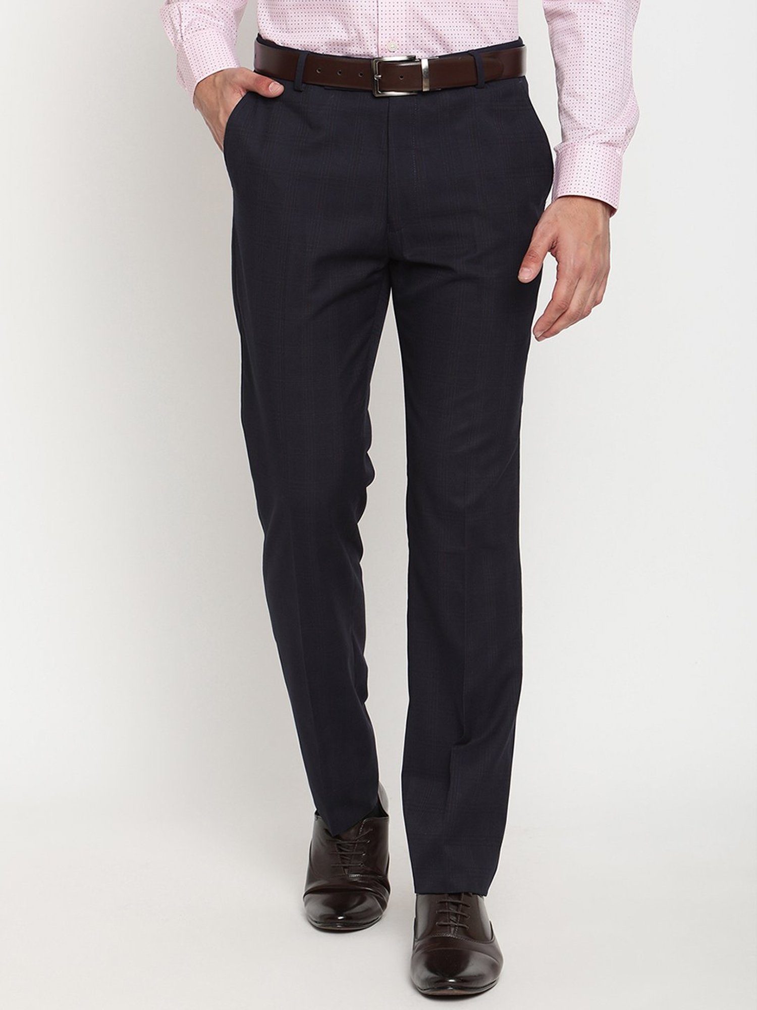 Buy Cantabil Men Grey Checked Formal Trousers | Find the Best Price Online  in India