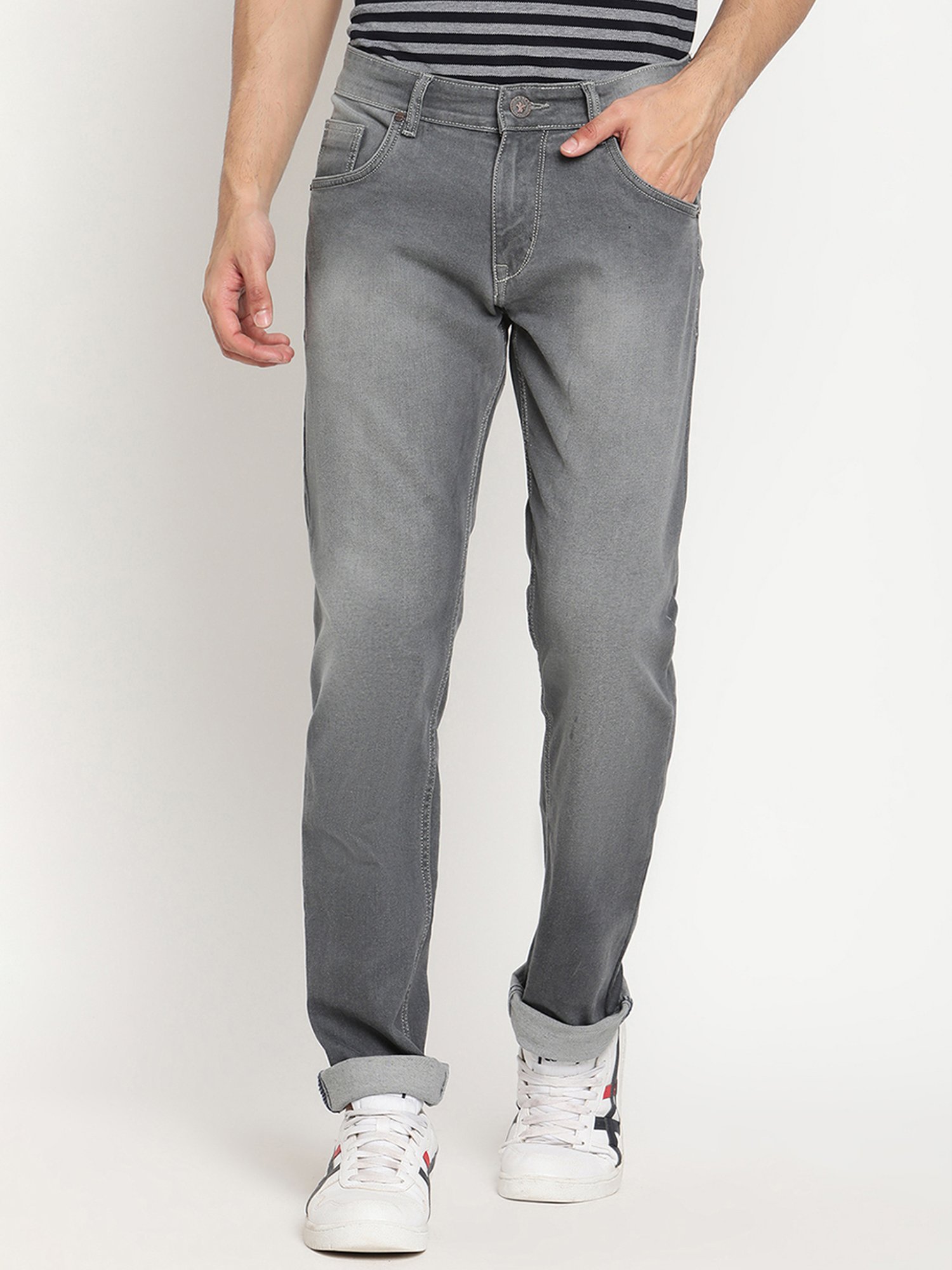 Buy Cantabil Grey Regular Fit Jeans for 