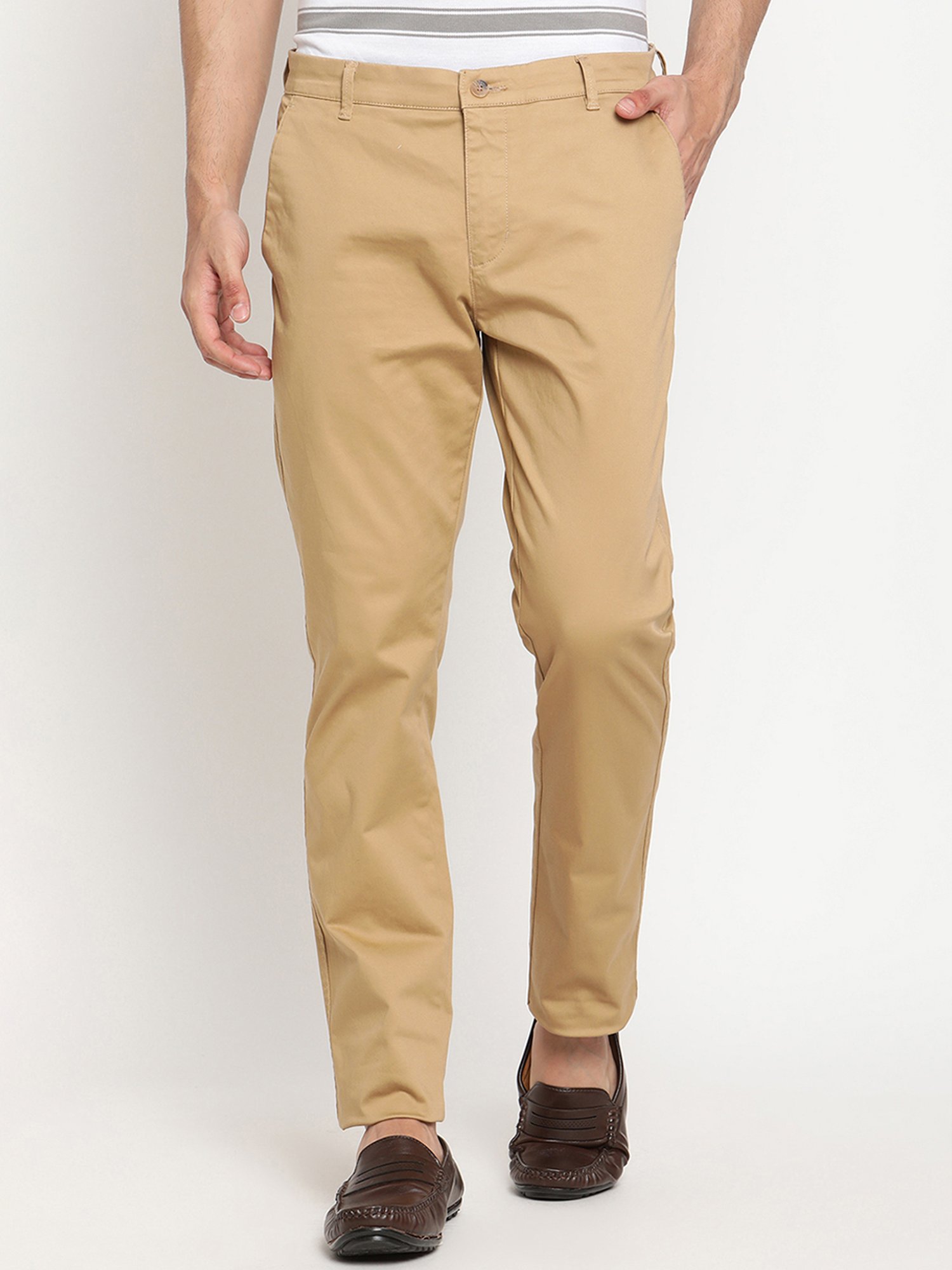 Cantabil Men's Fawn Formal Trousers