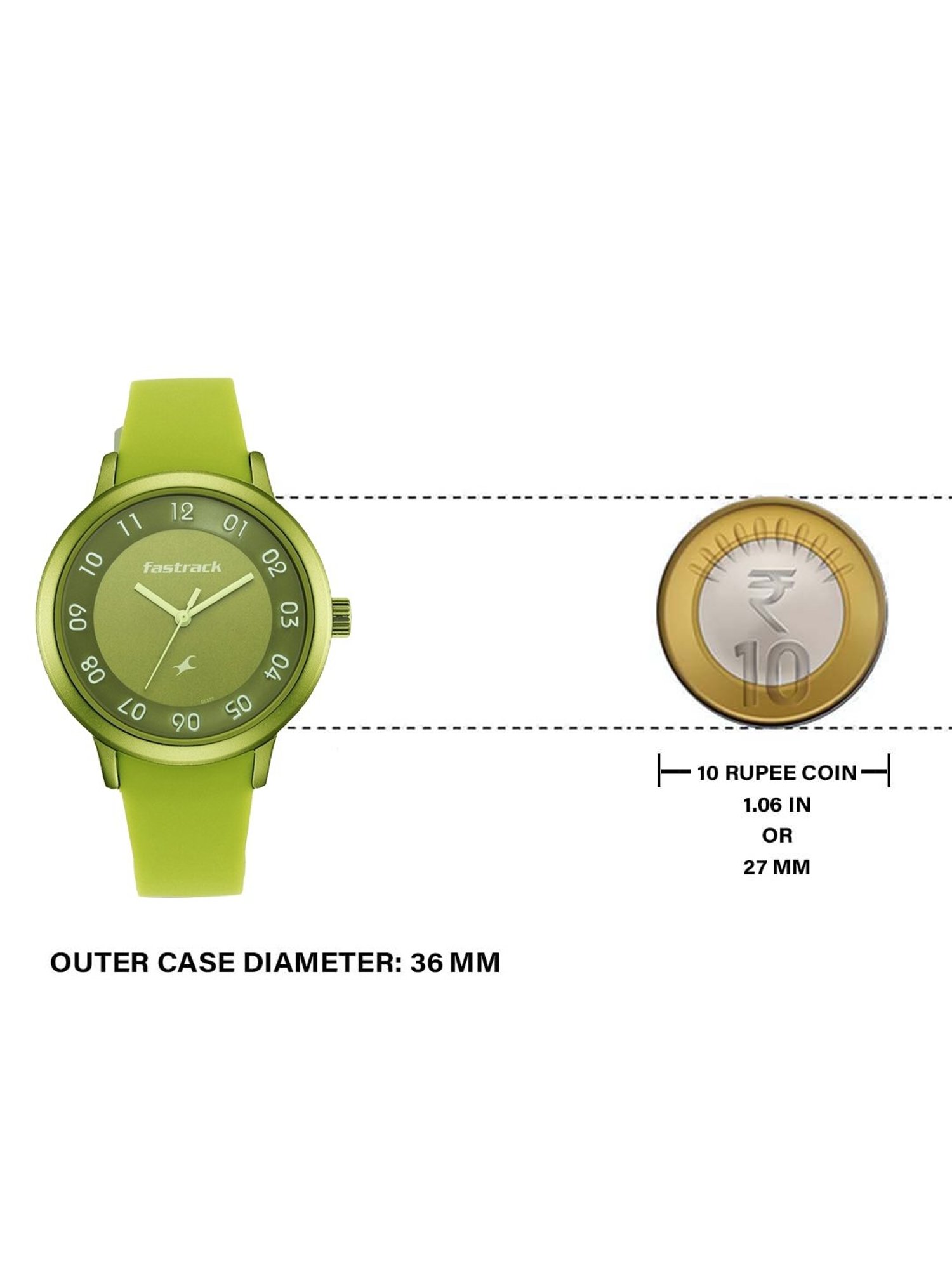 Fastrack Quartz Analog Green Dial Metal Strap Watch for Girls