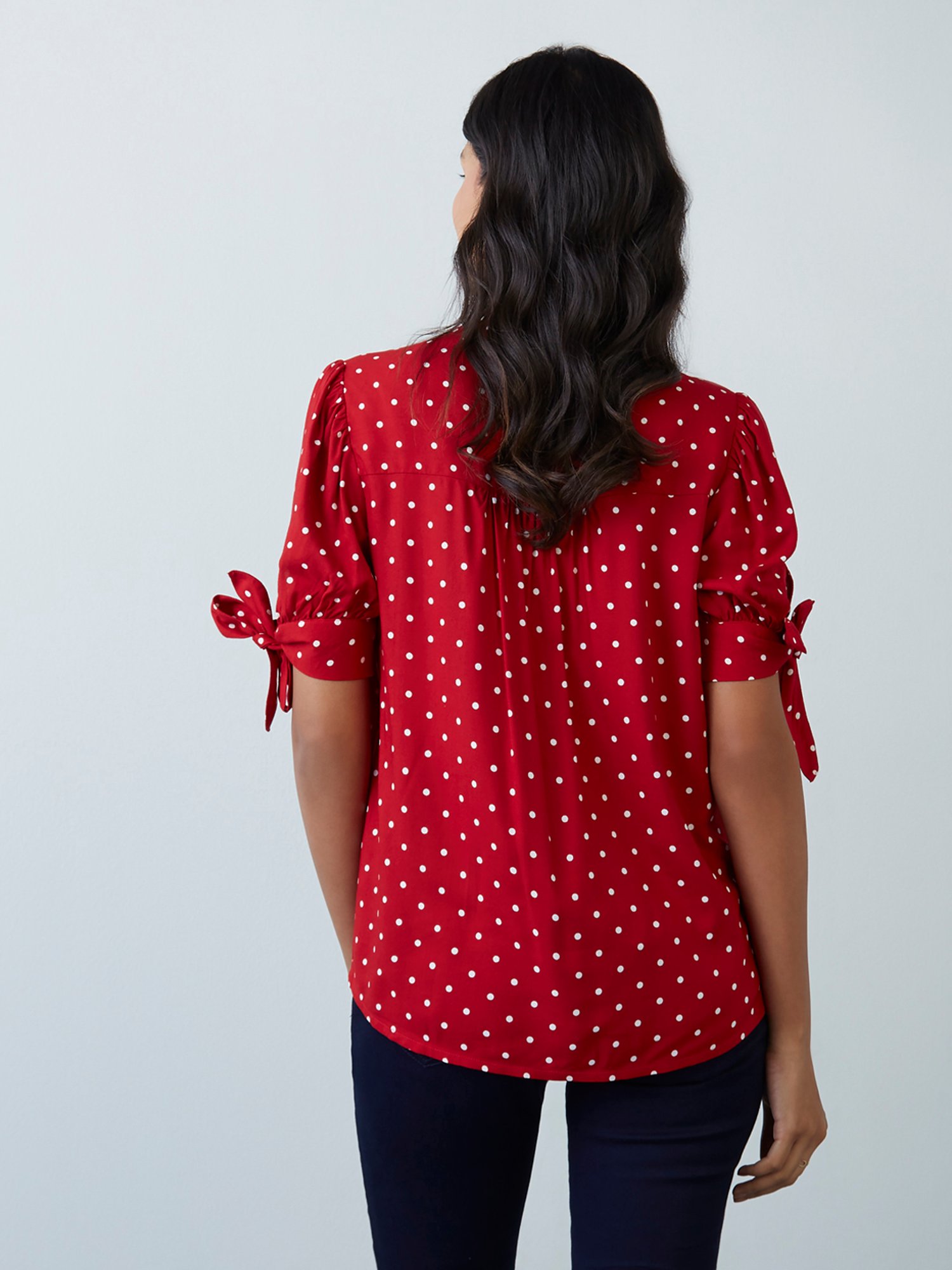 Red & White Big Polka Dot Button Up Collared Hi-Low Blouse - FINAL SAL –  Loco Lindo