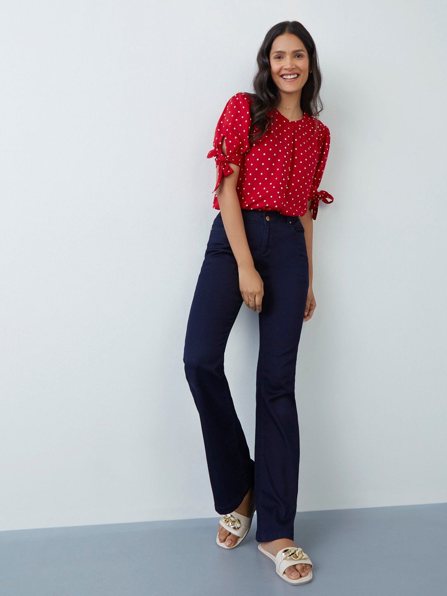 Red & White Big Polka Dot Button Up Collared Hi-Low Blouse - FINAL SAL –  Loco Lindo