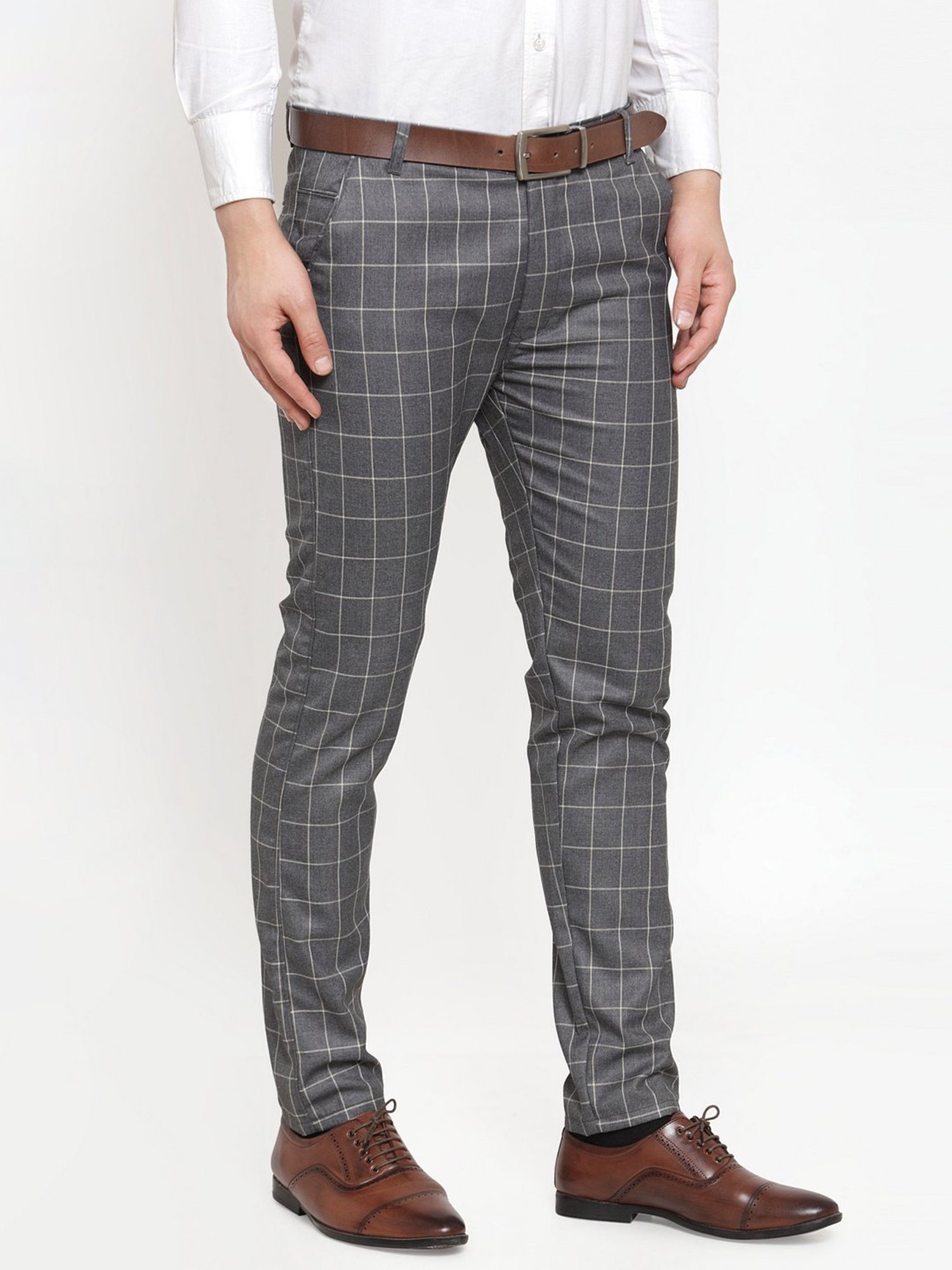 Skinny Fit Check Suit Trousers | boohoo