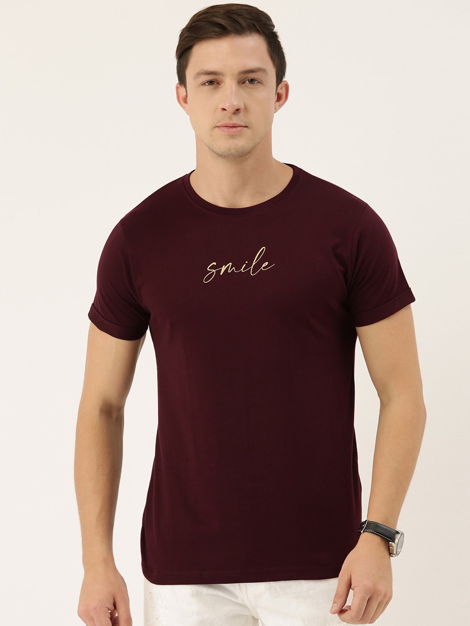 Buy Dillinger Maroon Cotton Regular Fit Printed T-Shirt for Mens