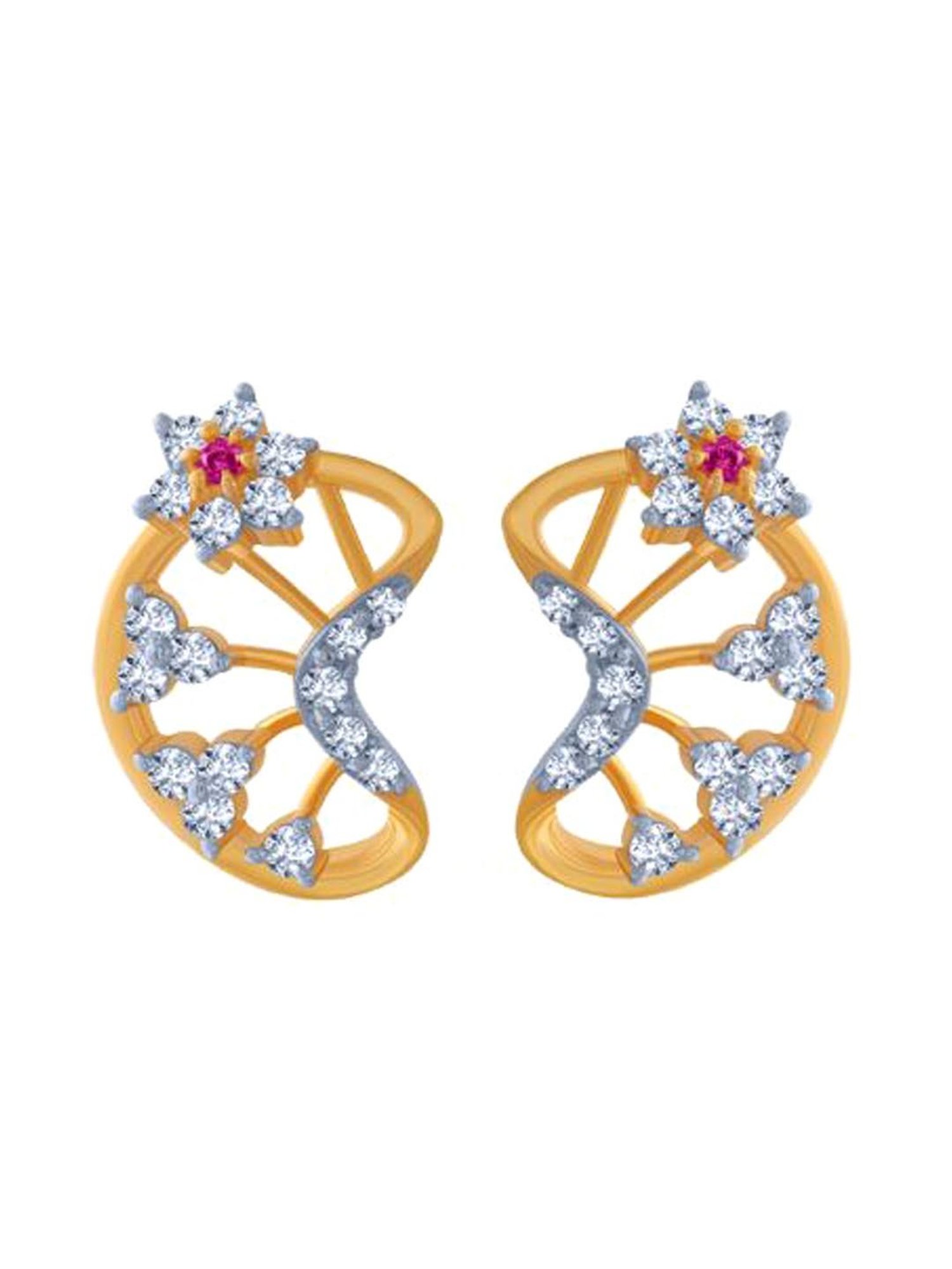 Lightweight Rose Gold Diamond Earrings Online | PC Chandra