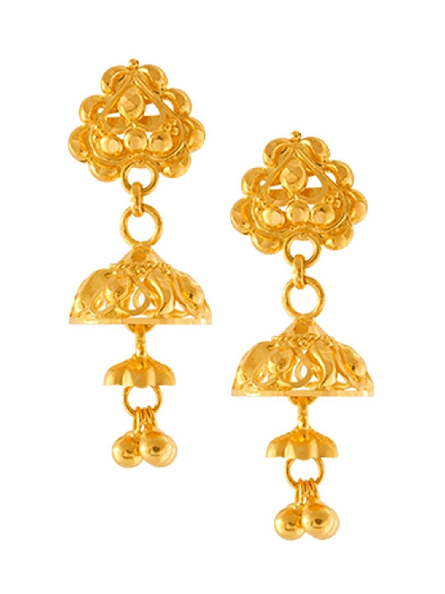 Gold Finish Temple Peacock Jhumka Earrings Design by Anjali Jain Jewellery  at Pernia's Pop Up Shop 2024