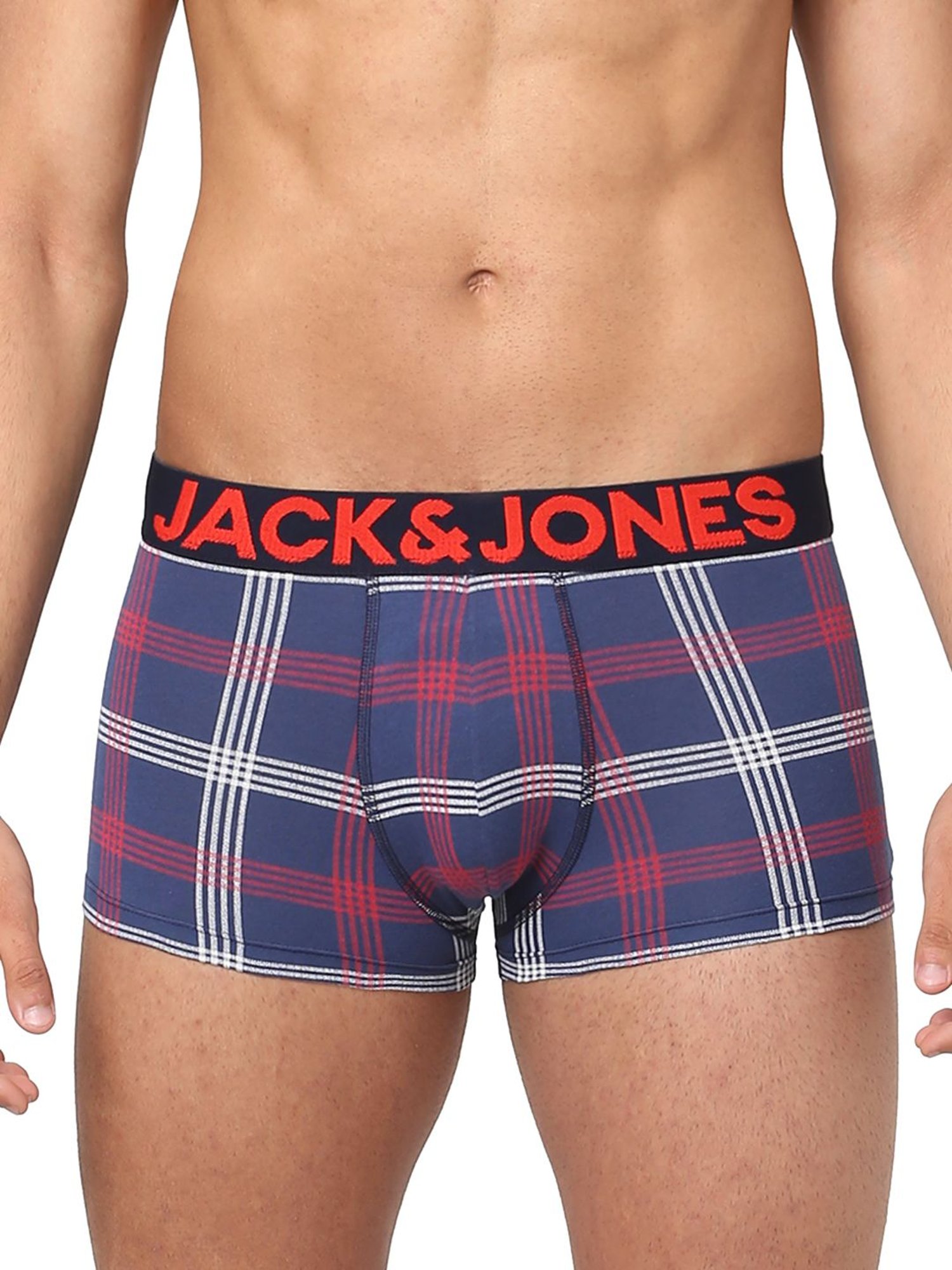 Buy Jack & Jones Medieval Blue Checks Trunks for Men Online @ Tata